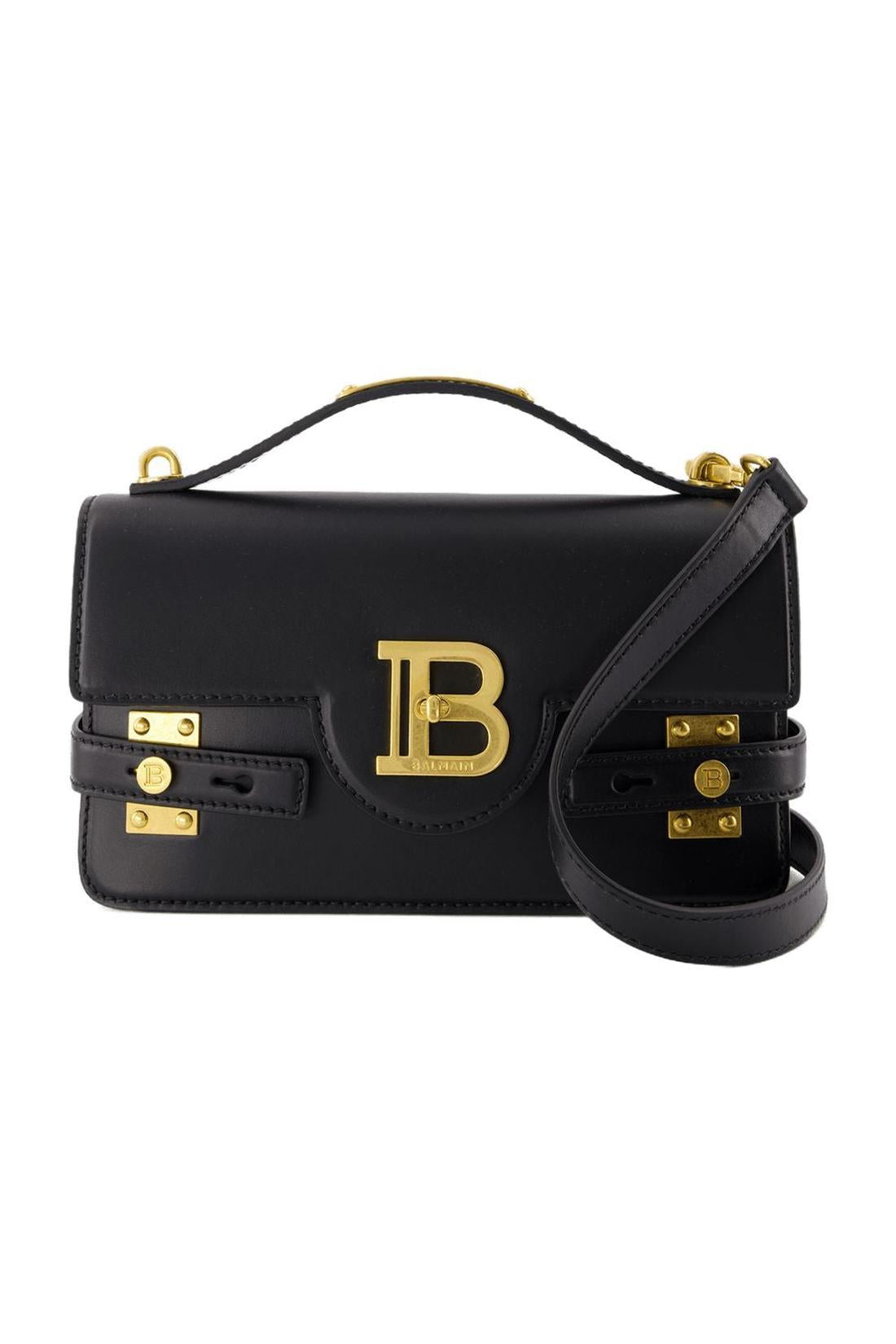 Balmain-B-Buzz 24 Schultertasche - Balmain - Leder - Schwarz-Taschen-Black-Deal-Outlet-by-ARCHIVIST