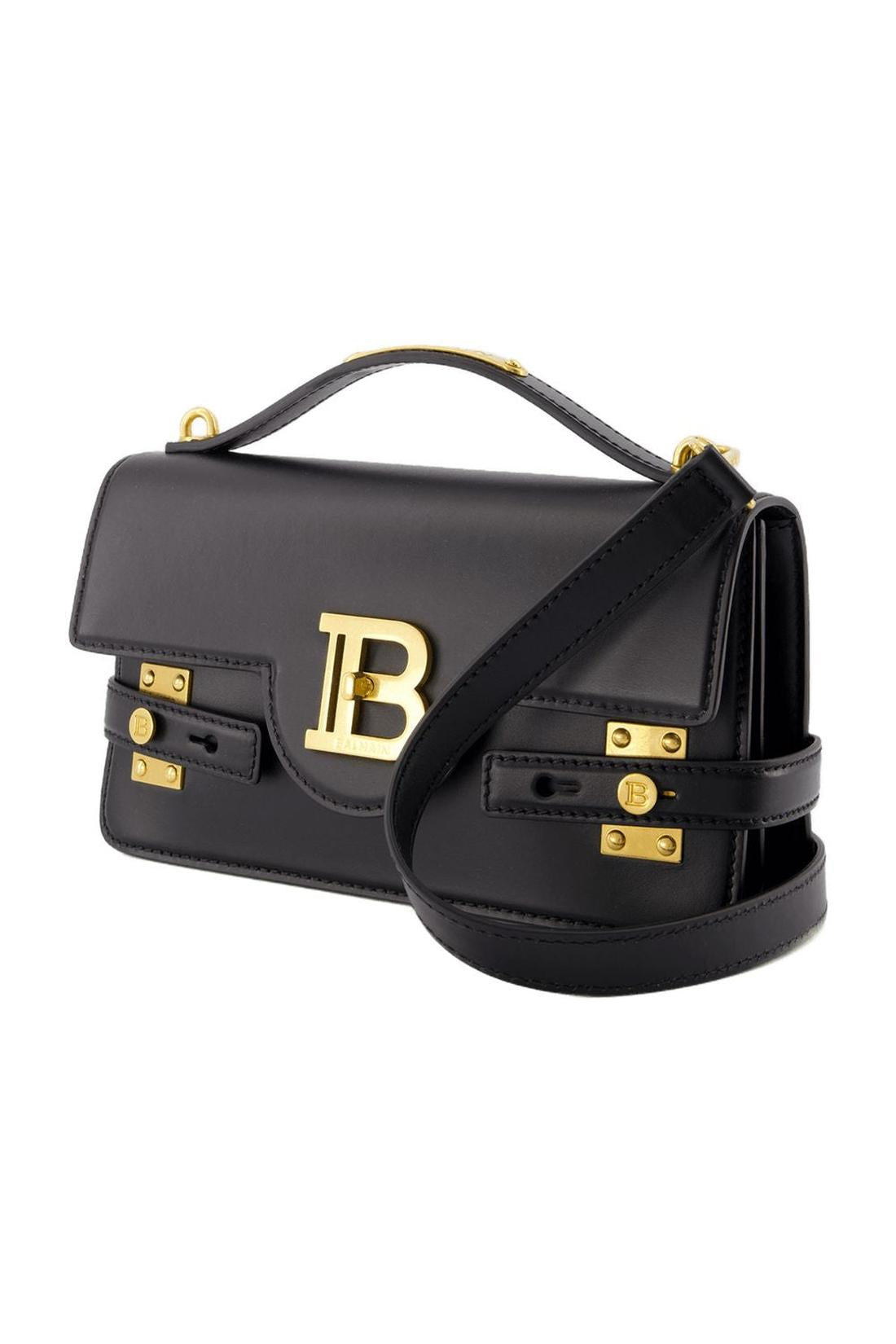 Balmain-B-Buzz 24 Schultertasche - Balmain - Leder - Schwarz-Taschen-Black-Deal-Outlet-by-ARCHIVIST