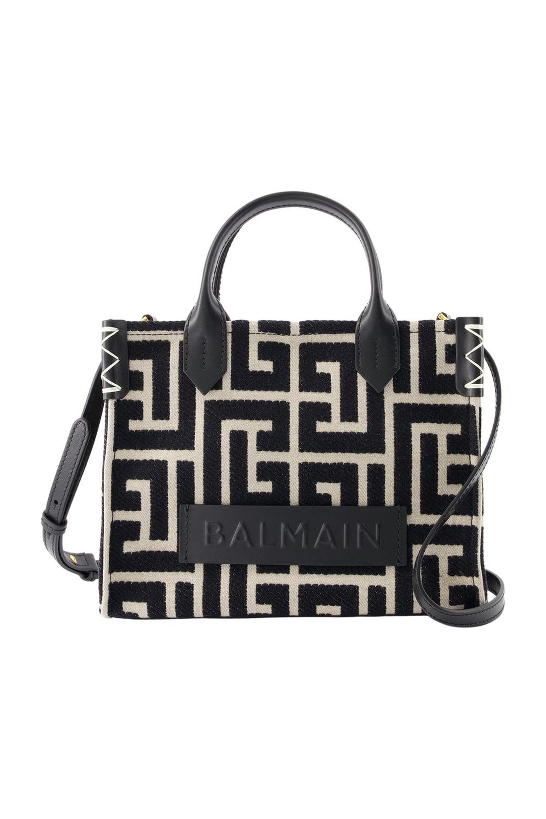 Balmain-Einkaufstasche B-Army Small - Balmain - Baumwolle - Elfenbein/Schwarz-Taschen-Black-Deal-Outlet-by-ARCHIVIST