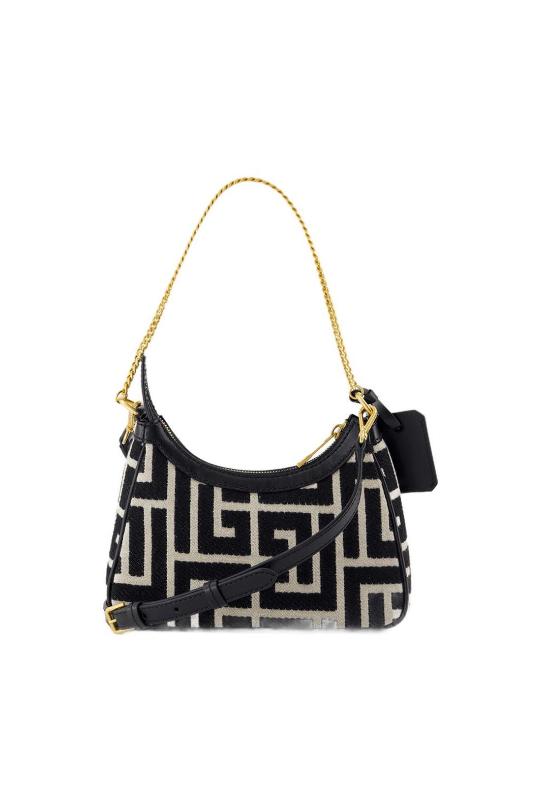 B-Army Schultertasche - Balmain - Baumwolle - Elfenbein/Schwarz