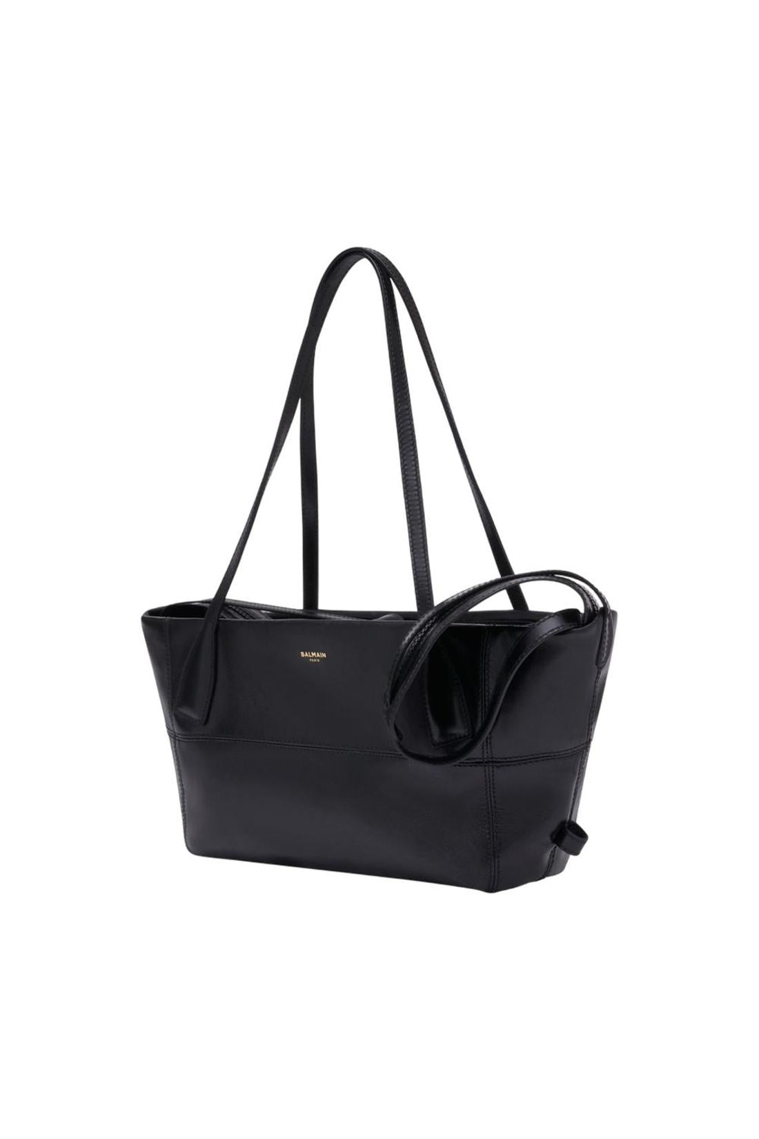 Balmain-Schultertasche Track Zip Small - Balmain - Leder - Schwarz-Taschen-Black-Deal-Outlet-by-ARCHIVIST