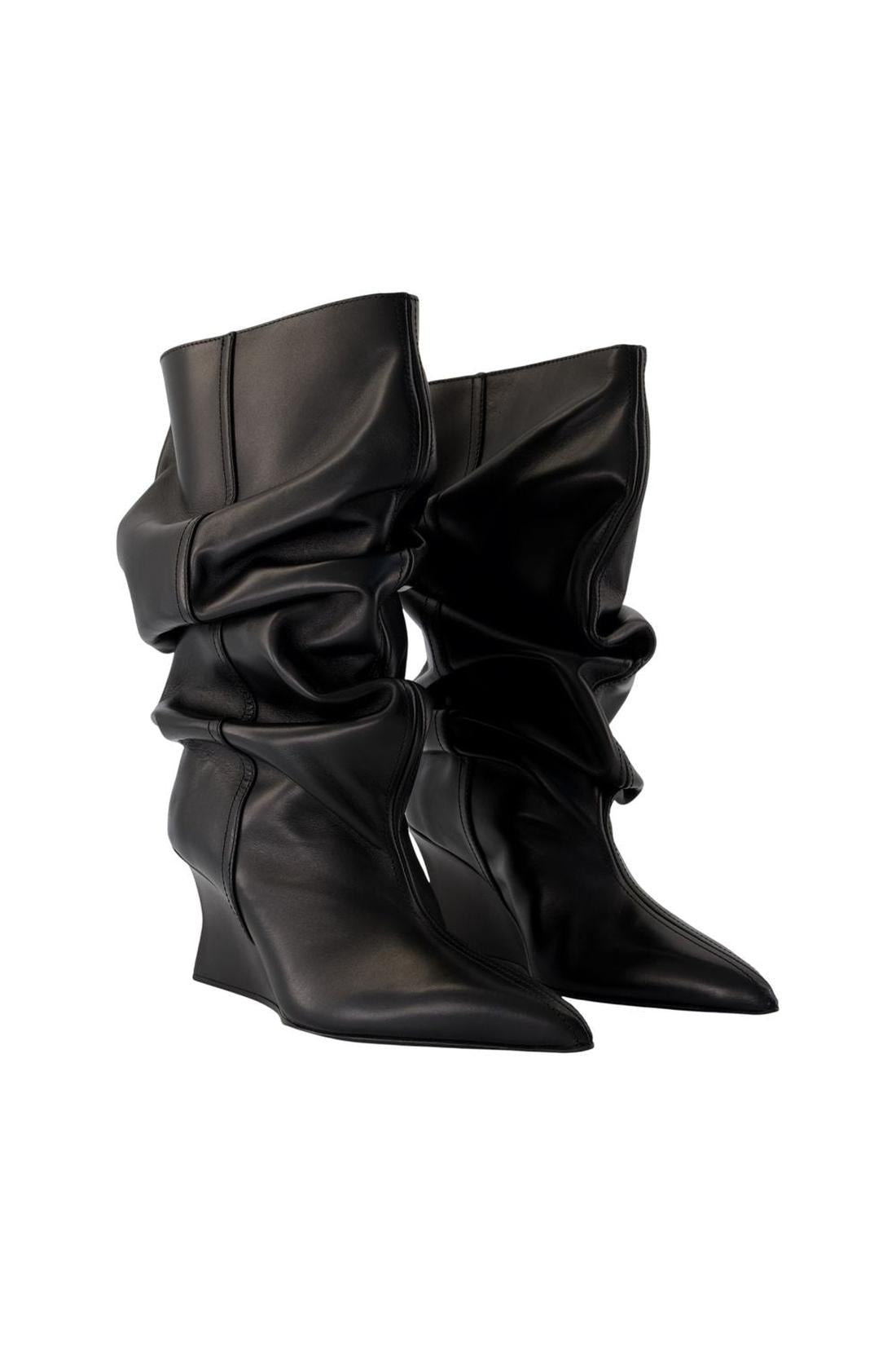 Wedge Stiefeletten - Balmain - Leder - Schwarz-Stiefel & Stiefeletten-Balmain-ARCHIVIST