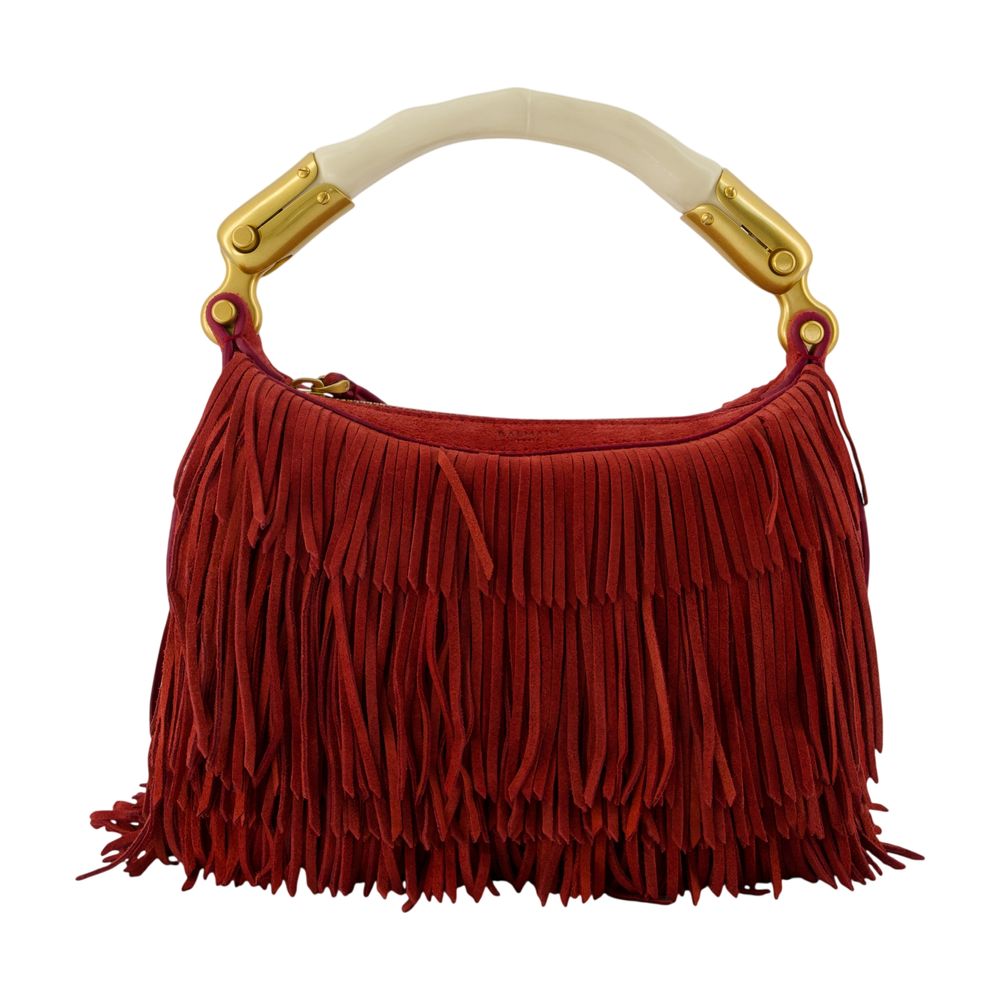 Handtasche Ebene Mini Fringes - Balmain - Leder - Rot
