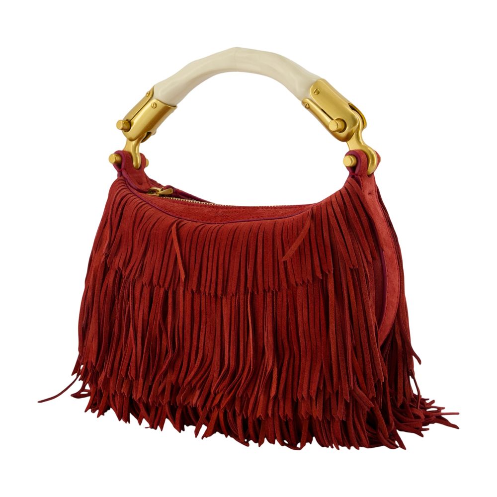 Handtasche Ebene Mini Fringes - Balmain - Leder - Rot