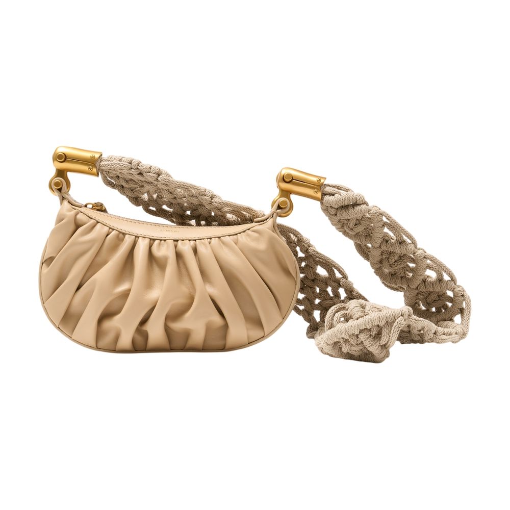 Ebene Mini Schultertasche - Balmain - Leder - Beige