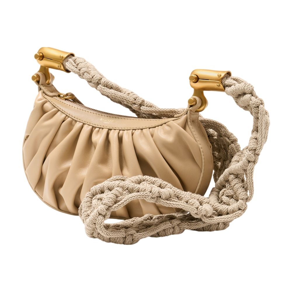 Ebene Mini Schultertasche - Balmain - Leder - Beige