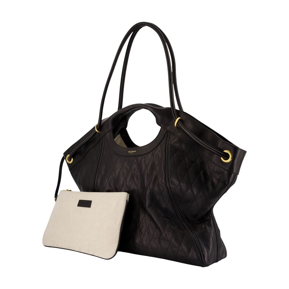Große Handtasche - Balmain - Leder - Schwarz