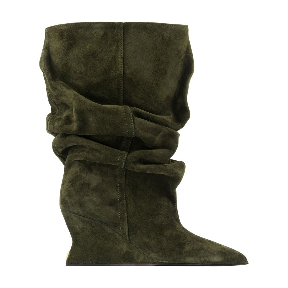 Wedge Stiefeletten - Balmain - Leder - Khaki
