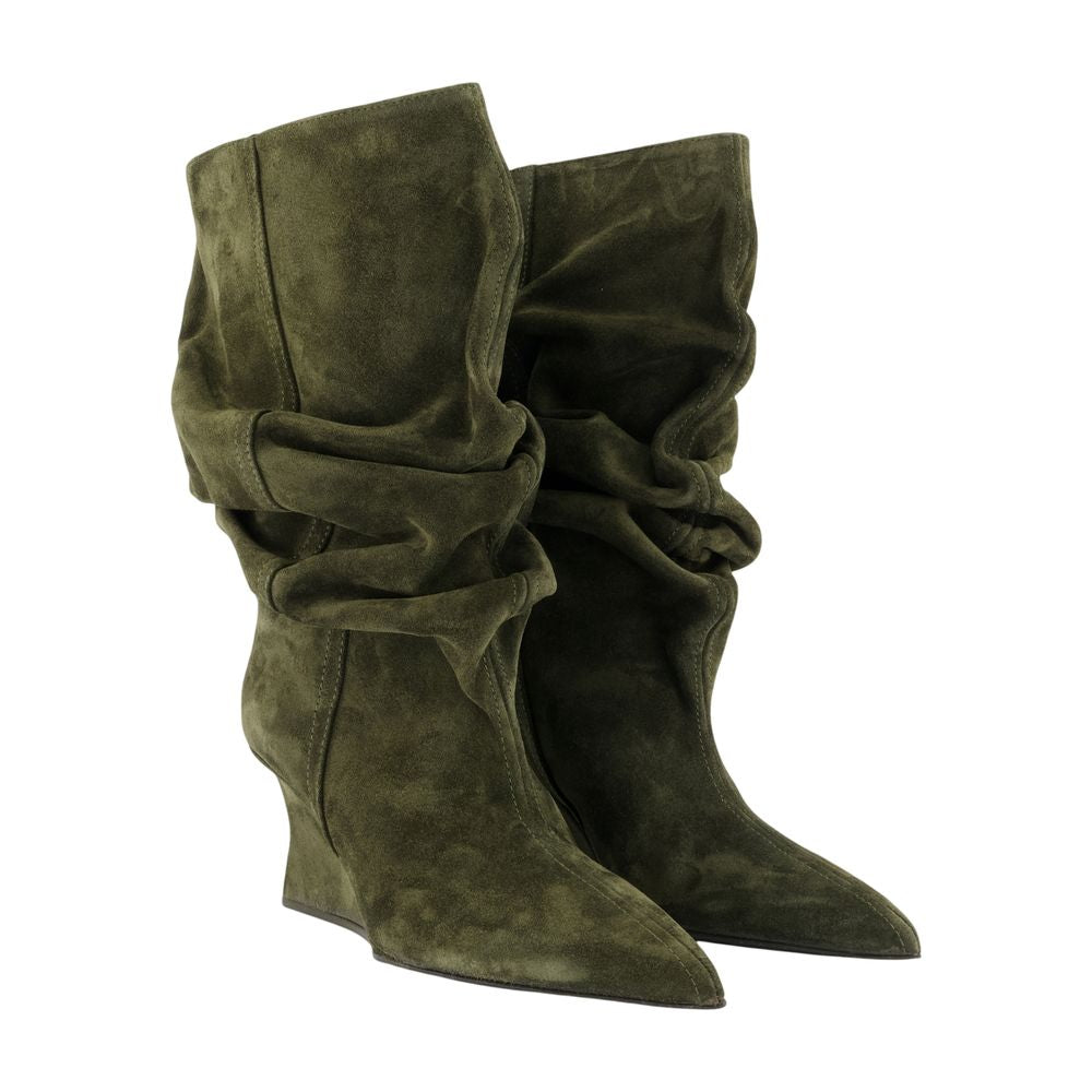 Wedge Stiefeletten - Balmain - Leder - Khaki