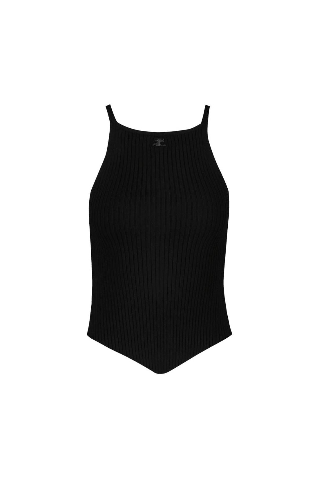 Courreges-Signature Top - Courreges - Baumwolle - Schwarz-Shirts-Black-Deal-Outlet-by-ARCHIVIST