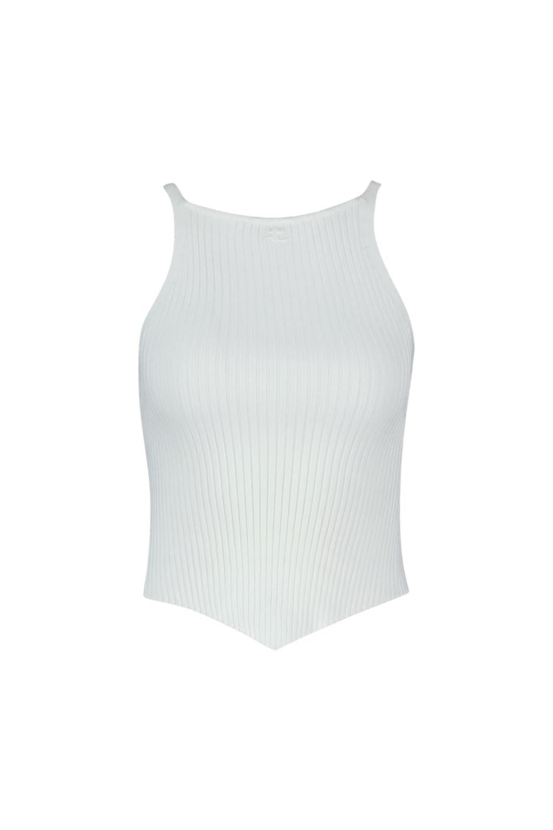 Courreges-Pointy Signature T-Shirt - Courreges - Viskose - Weiß-Shirts-Black-Deal-Outlet-by-ARCHIVIST