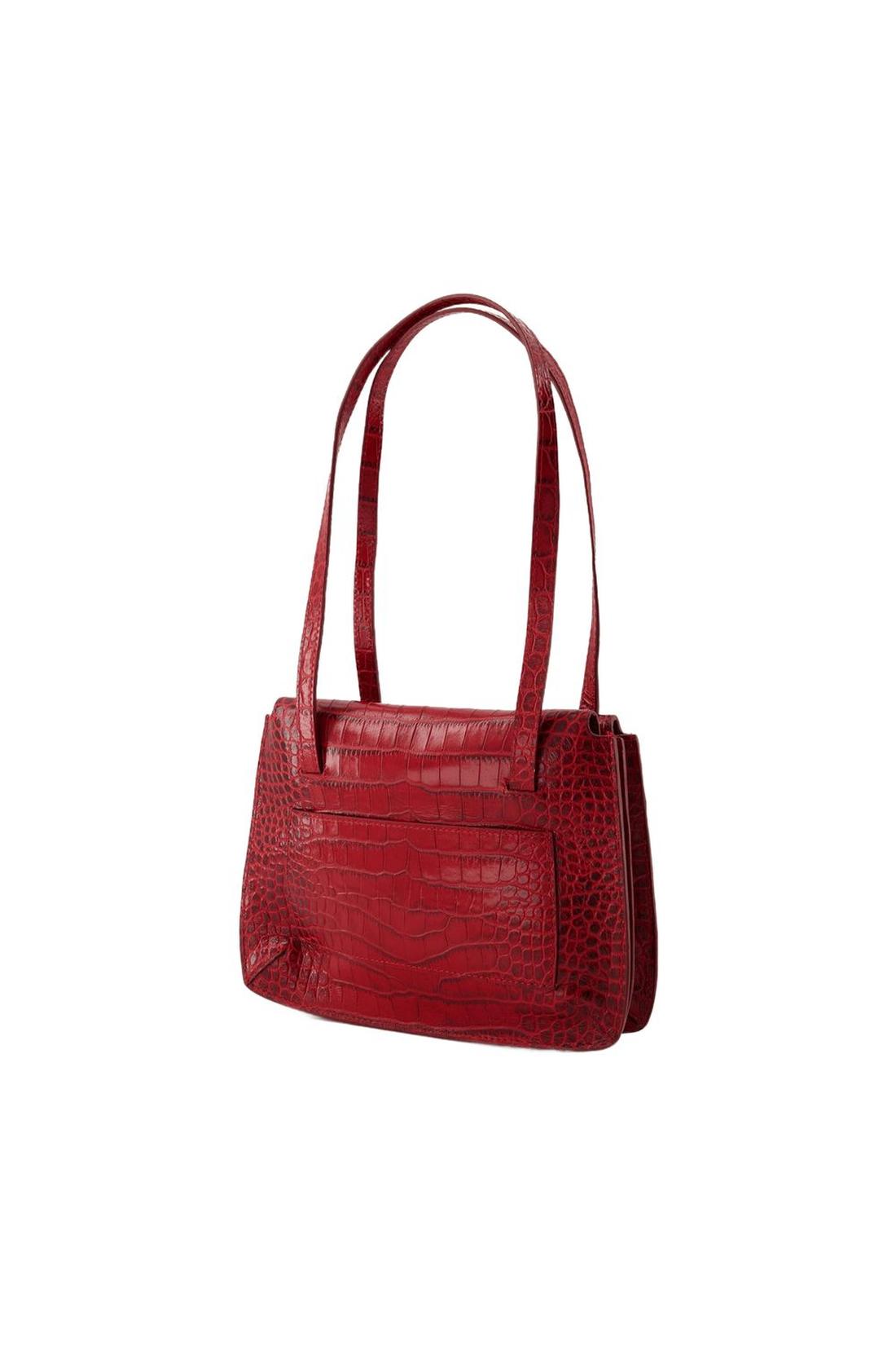 Apero handbag - Rouje - leather - croc red