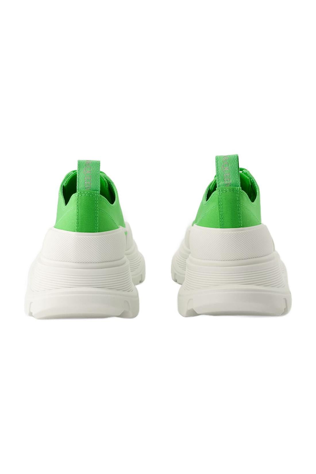 Sneakers shoes Tread in green leather