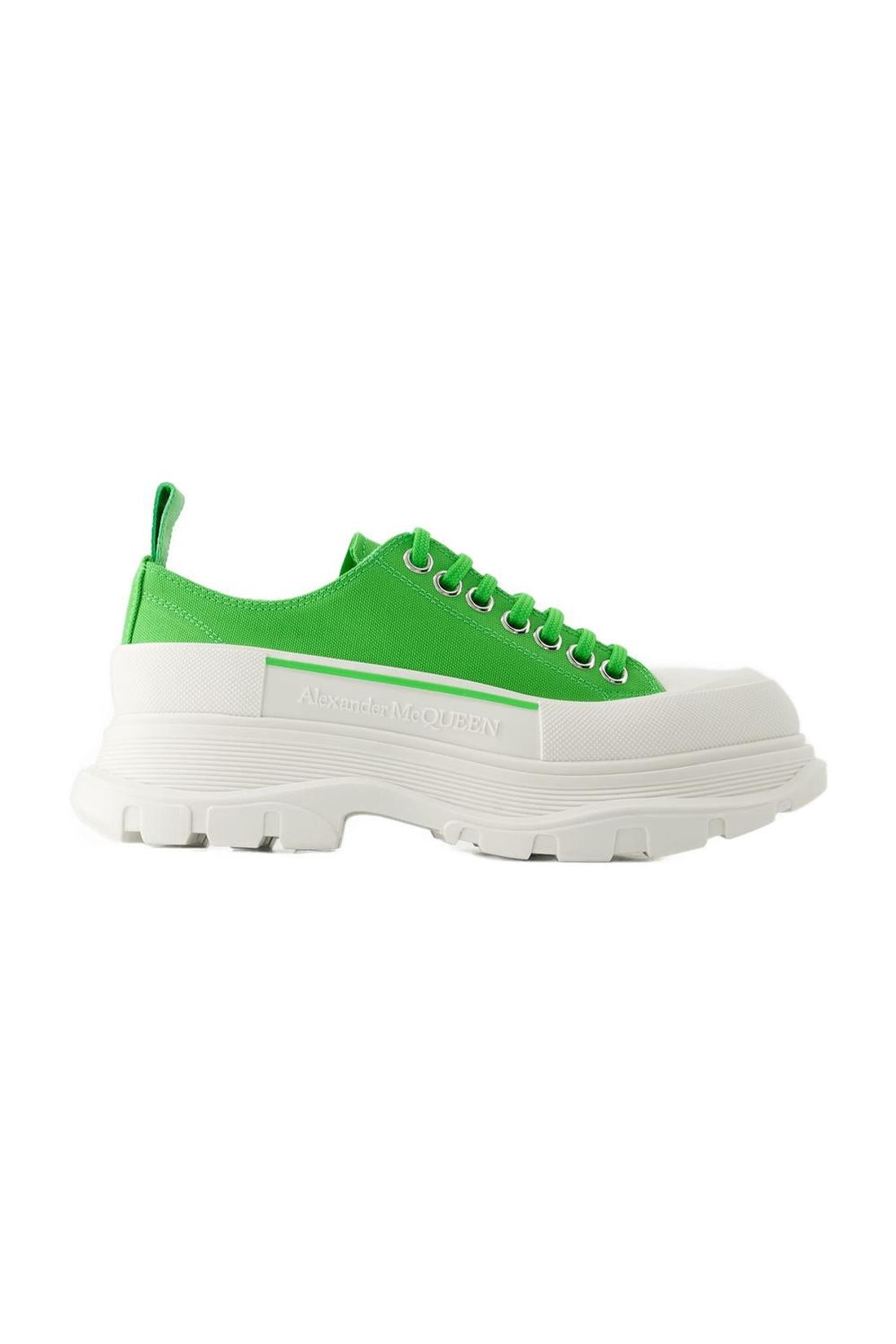 Sneakers shoes Tread in green leather