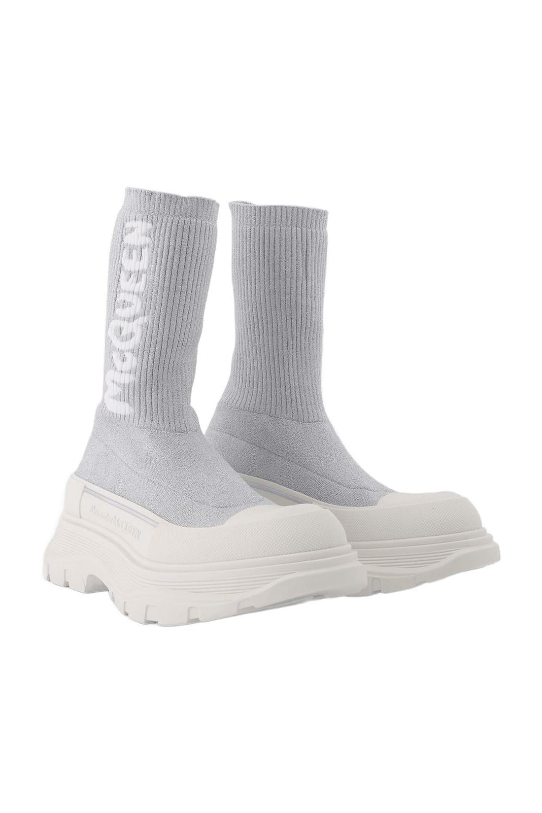 Tread Slick Sneakers in silver &amp; white canvas