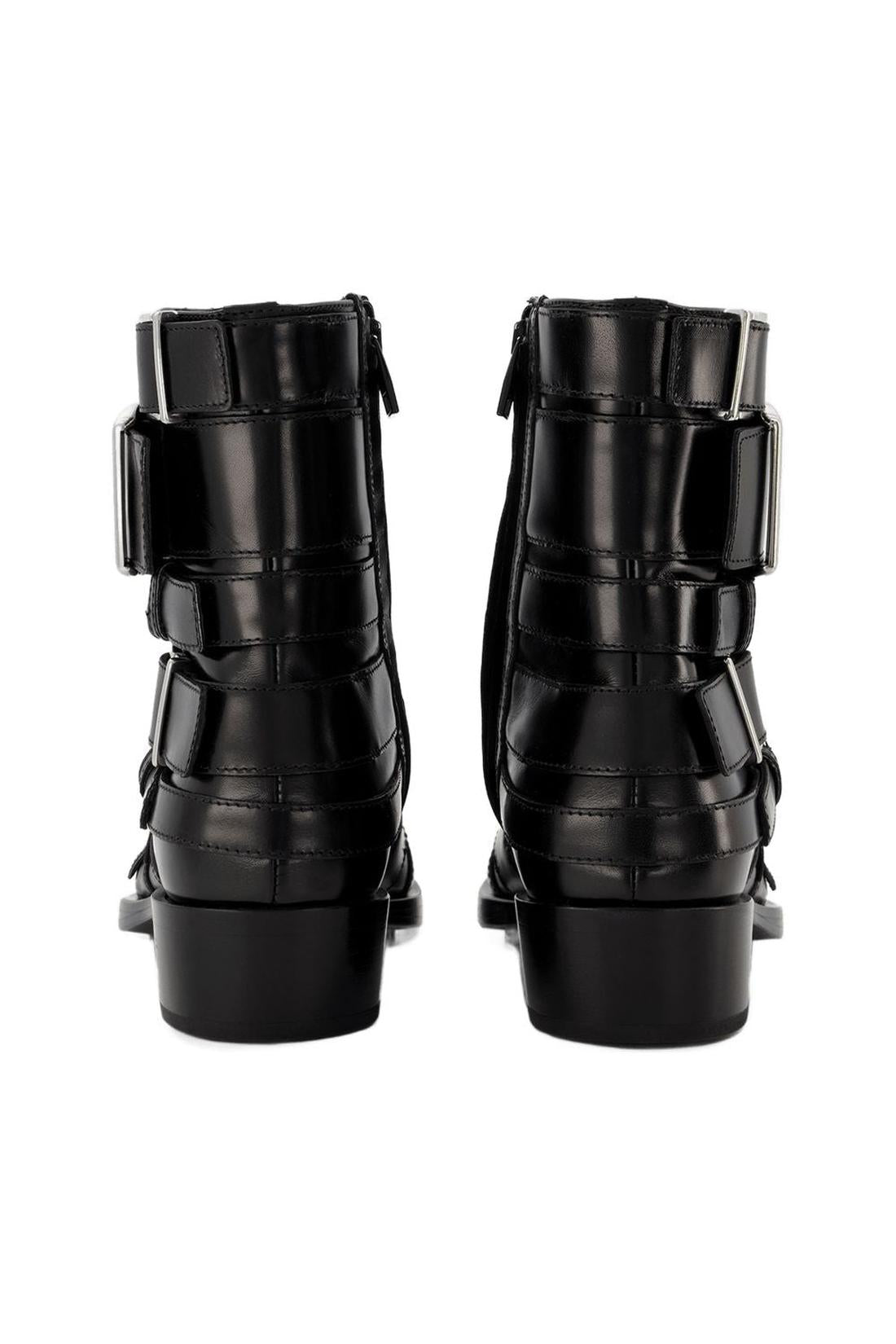 Bottines Boxcar en cuir noir et argent