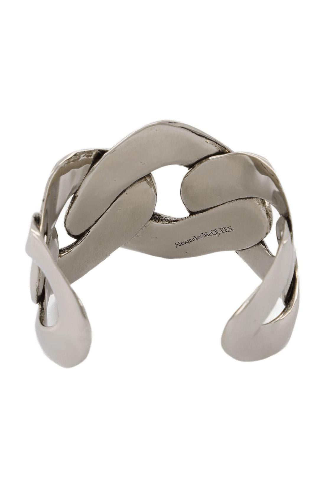 Ohrringe Manchette Chaîne aus silberfarbenem Messing