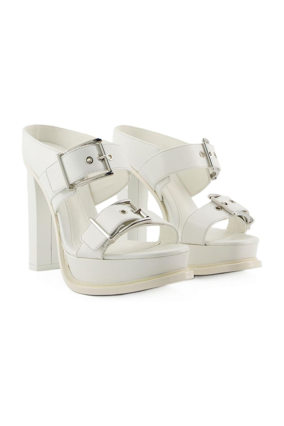 Leath S.Leath Sandalen - Alexander Mcqueen - Leder - Elfenbein/Silber