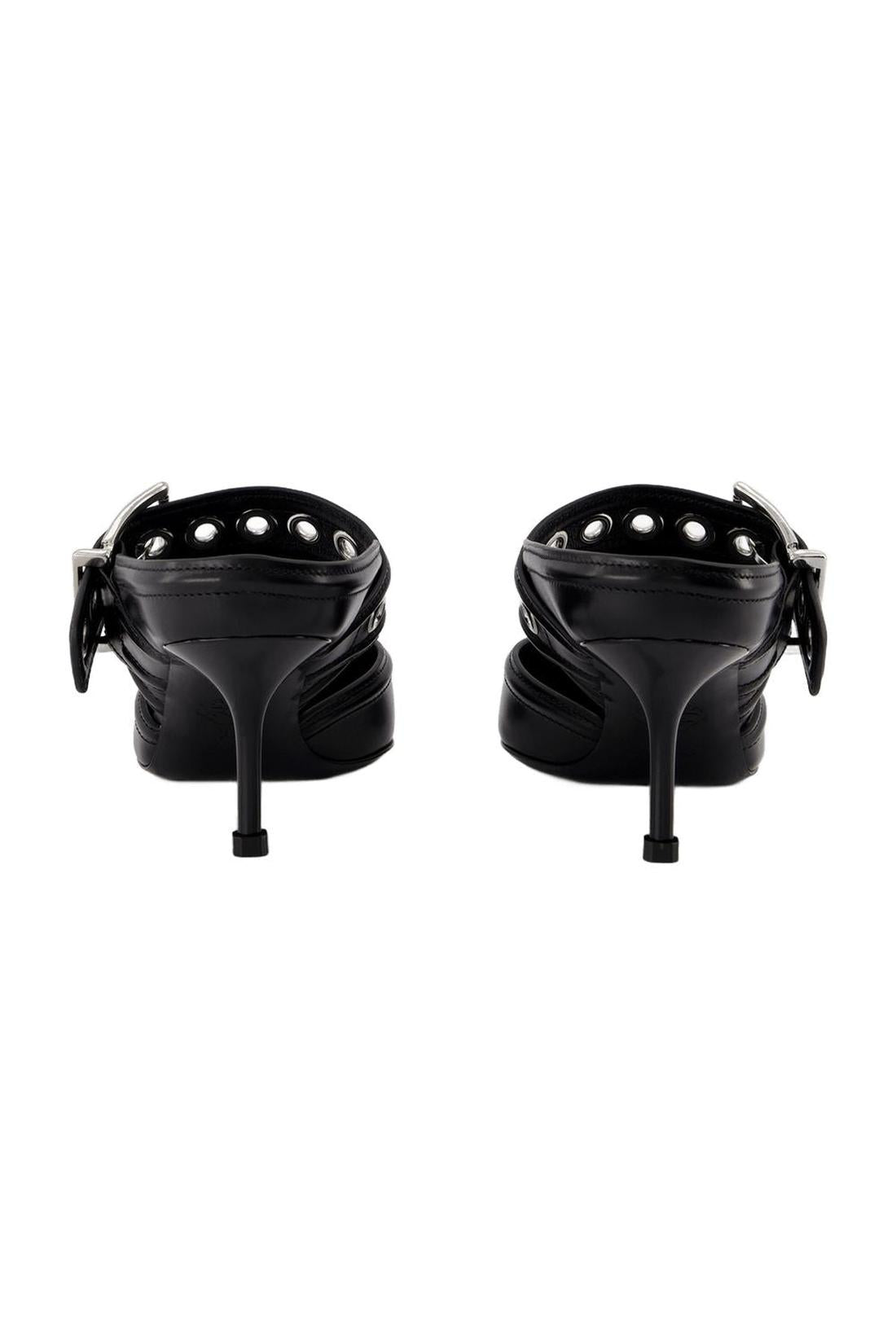 Oversized Sandals - Alexander Mcqueen - Black/Silver - Leather