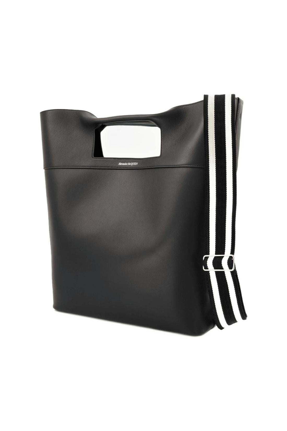 The Square Bow Ns Handbag - Alexander Mcqueen -  Black - Leather