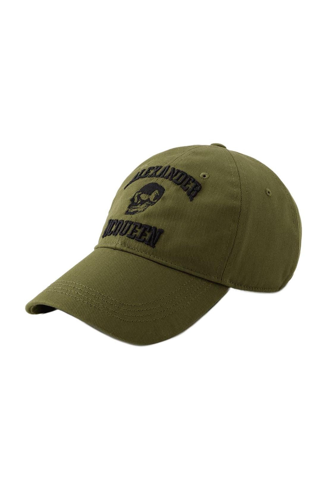 Skull Varsity Cap - Alexander Mcqueen - Baumwolle - Khaki/Schwarz