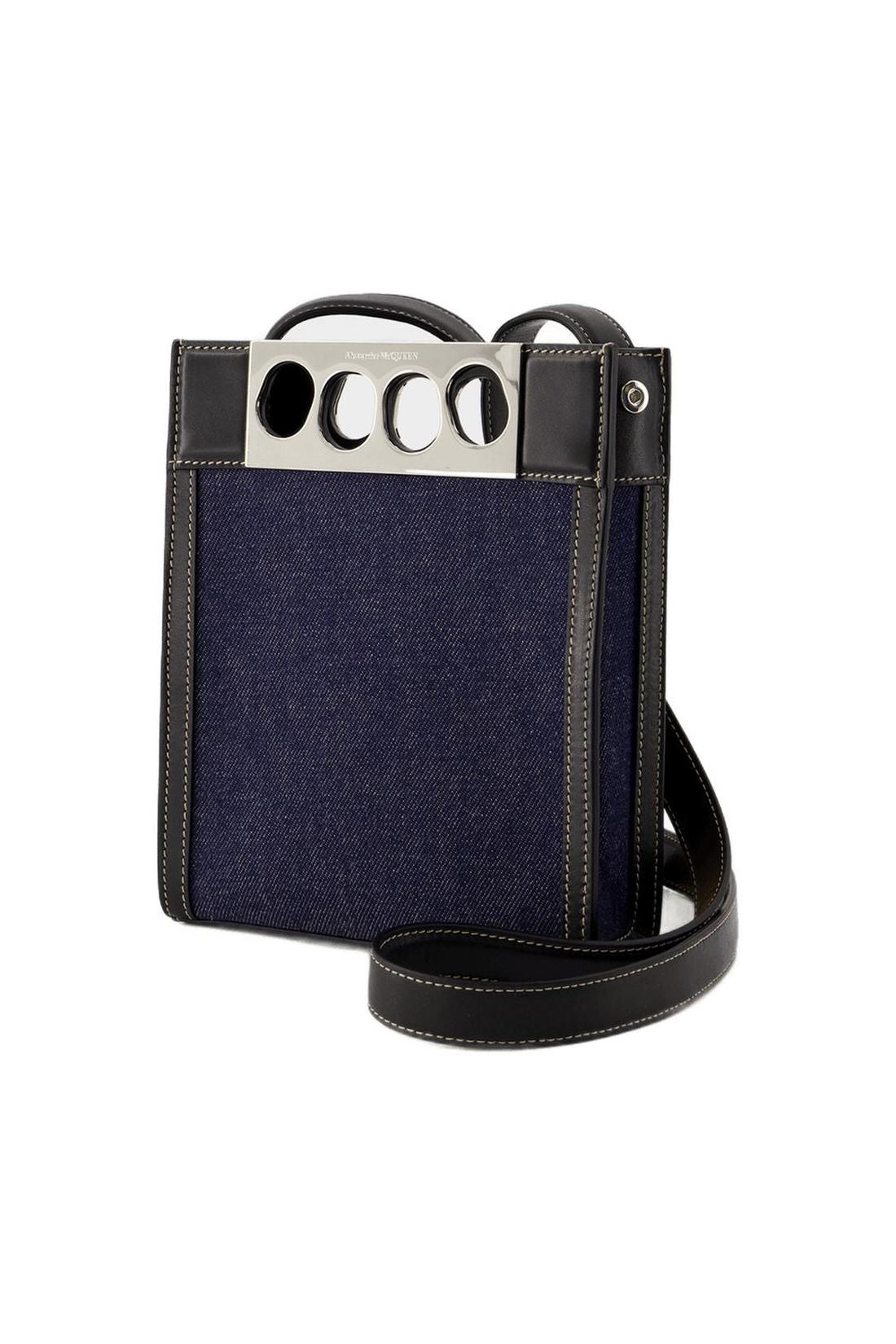 Tasche Mini Tote - Alexander Mcqueen - Leder - Denim/Schwarz