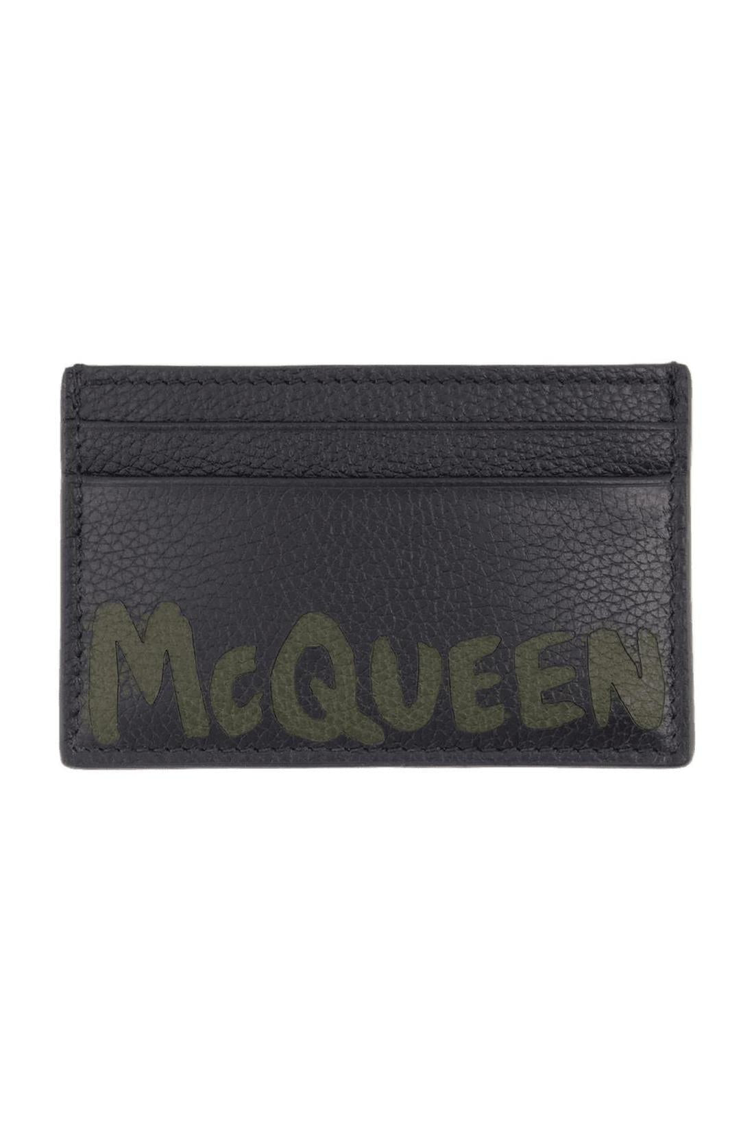 Card holder - Alexander McQueen - Leather - Black/Kaki