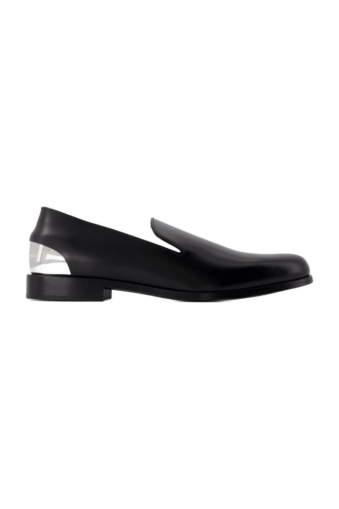 Metal Heel Mokassins - Alexander McQueen - Leder - Schwarz/Silber