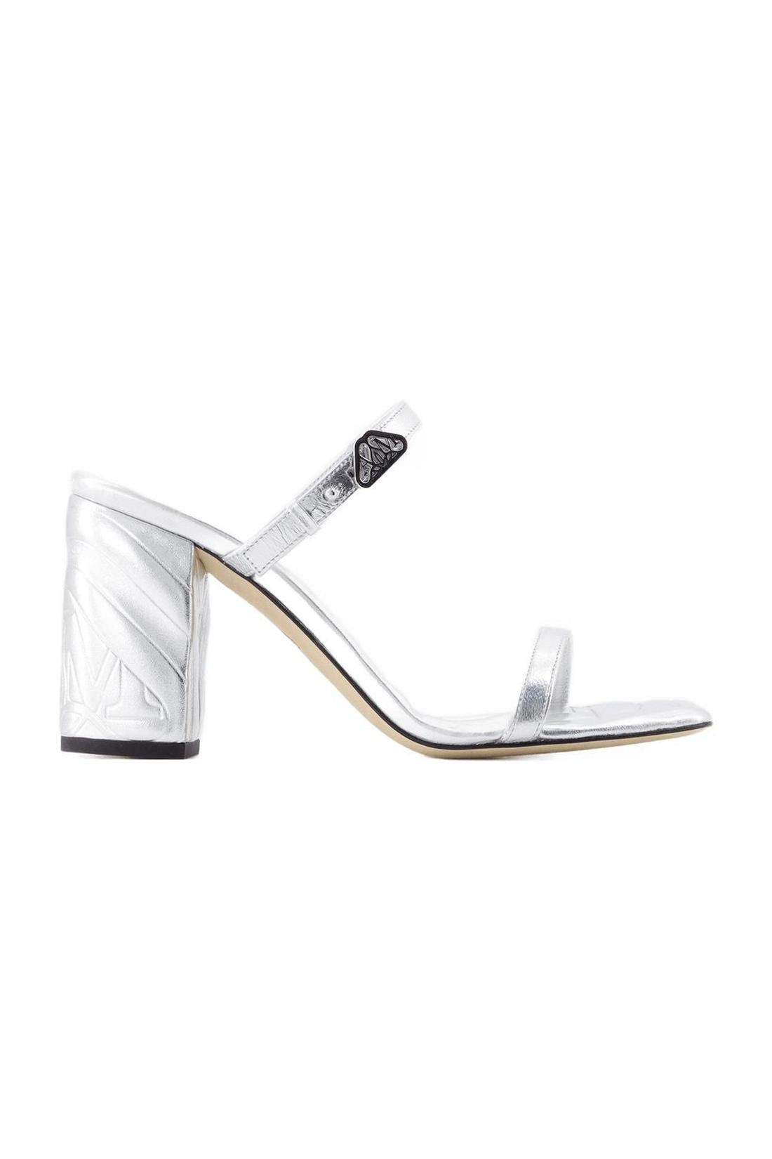 Seal sandals with heels - Alexander McQueen - leather - silver