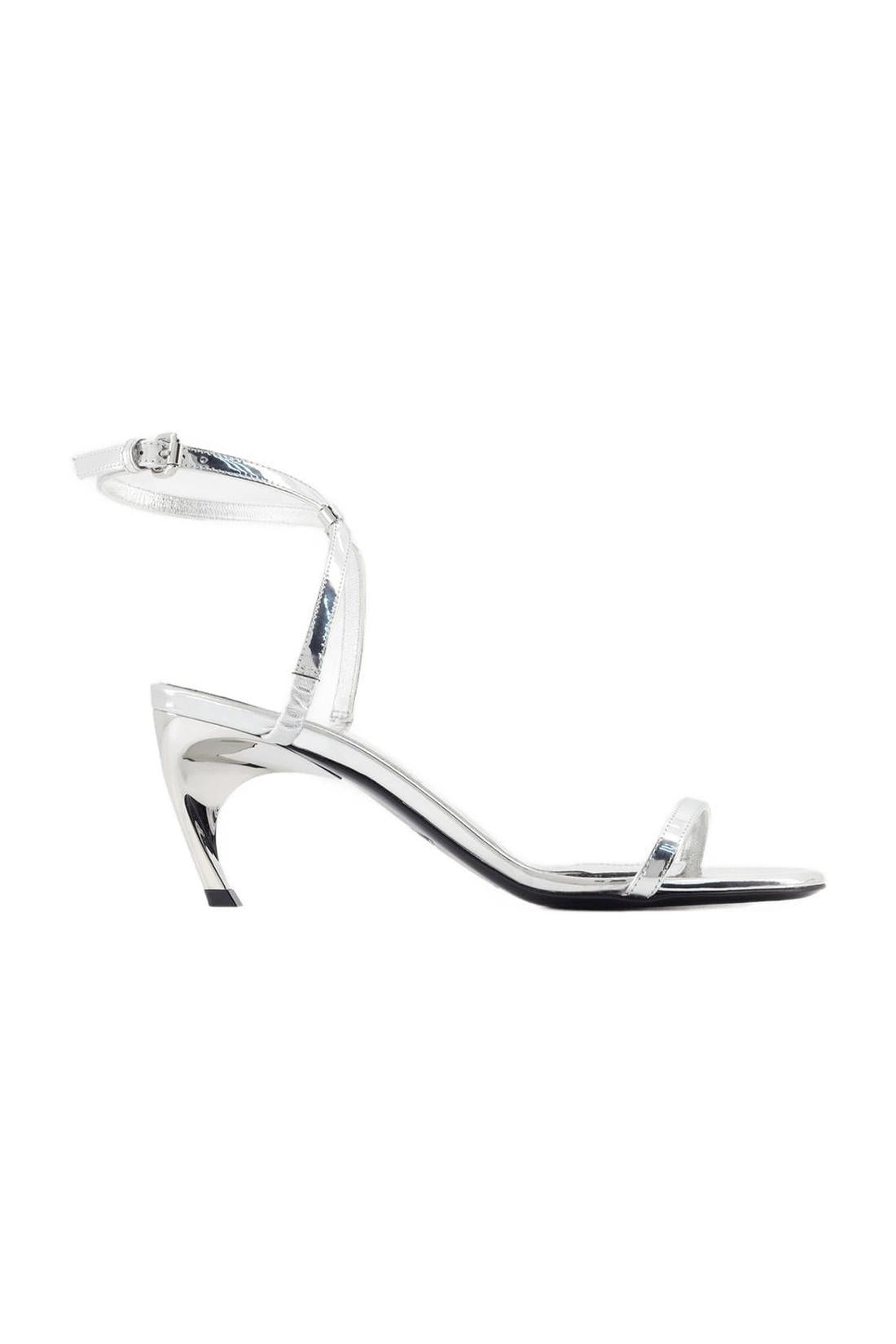 Seal sandals with heels - Alexander McQueen - leather - silver