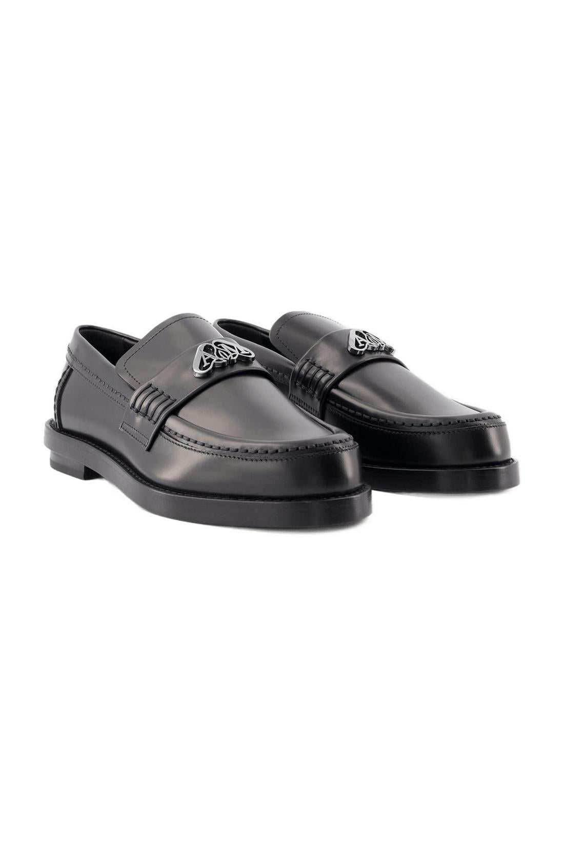Seal moccasins - Alexander McQueen - leather - black/silver