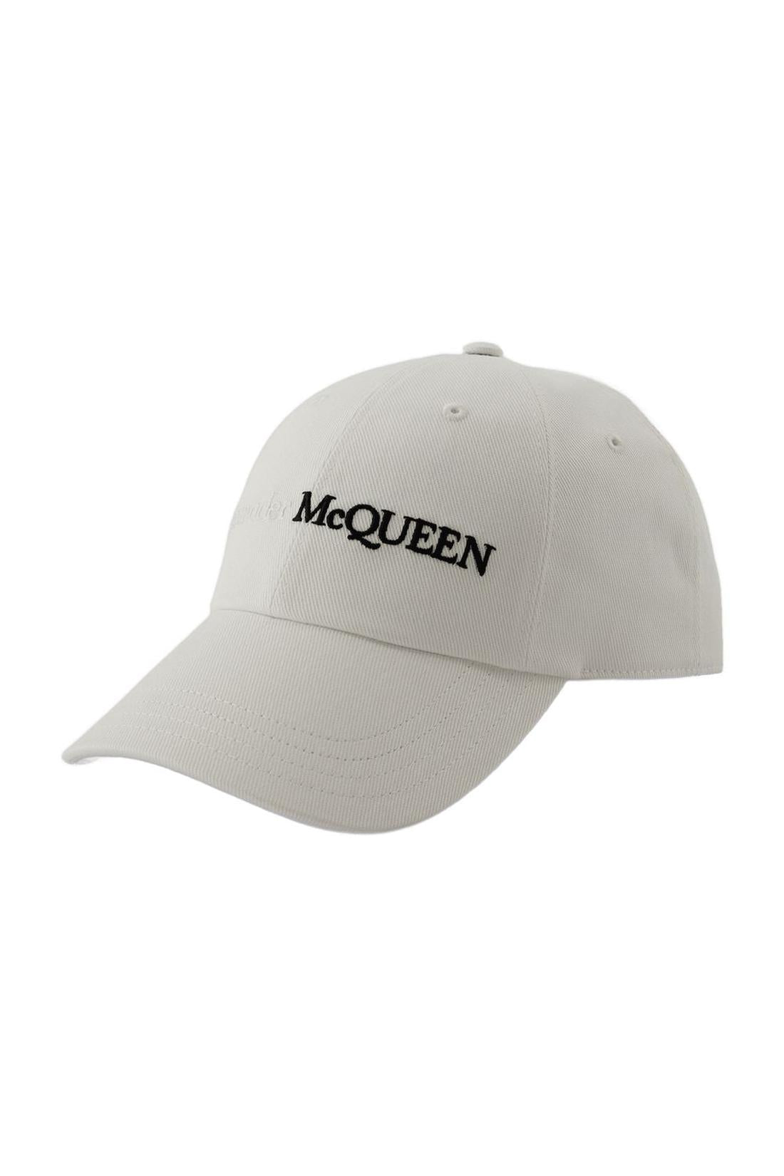 Alexander McQueen-Klassische Bic-Logo-Kappe - Alexander McQueen - Baumwolle - Weiß-Outdoor-Black-Deal-Outlet-by-ARCHIVIST