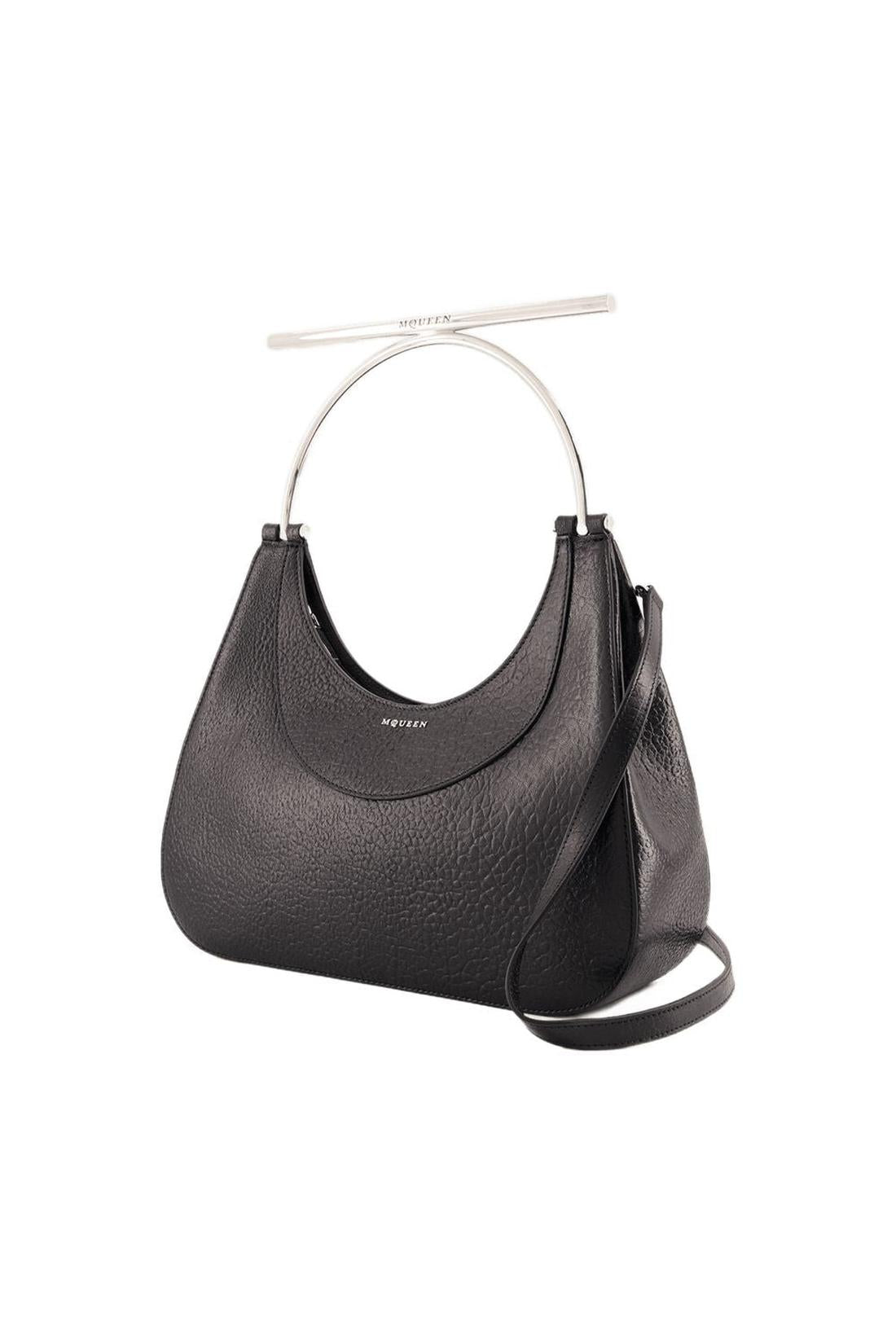 Cross Bar Handbag - Alexander McQueen - Leather - Black/Silver