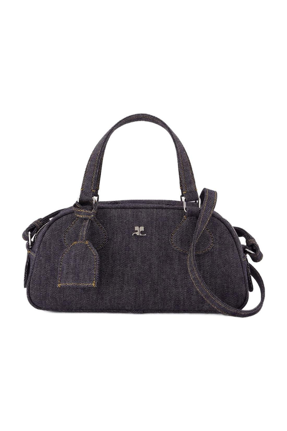 Friday Bowling Baguette Shoulder Bag - Courreges - Leather - Grey