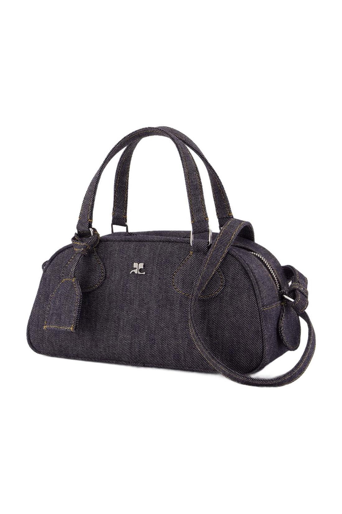 Friday Bowling Baguette Shoulder Bag - Courreges - Leather - Grey