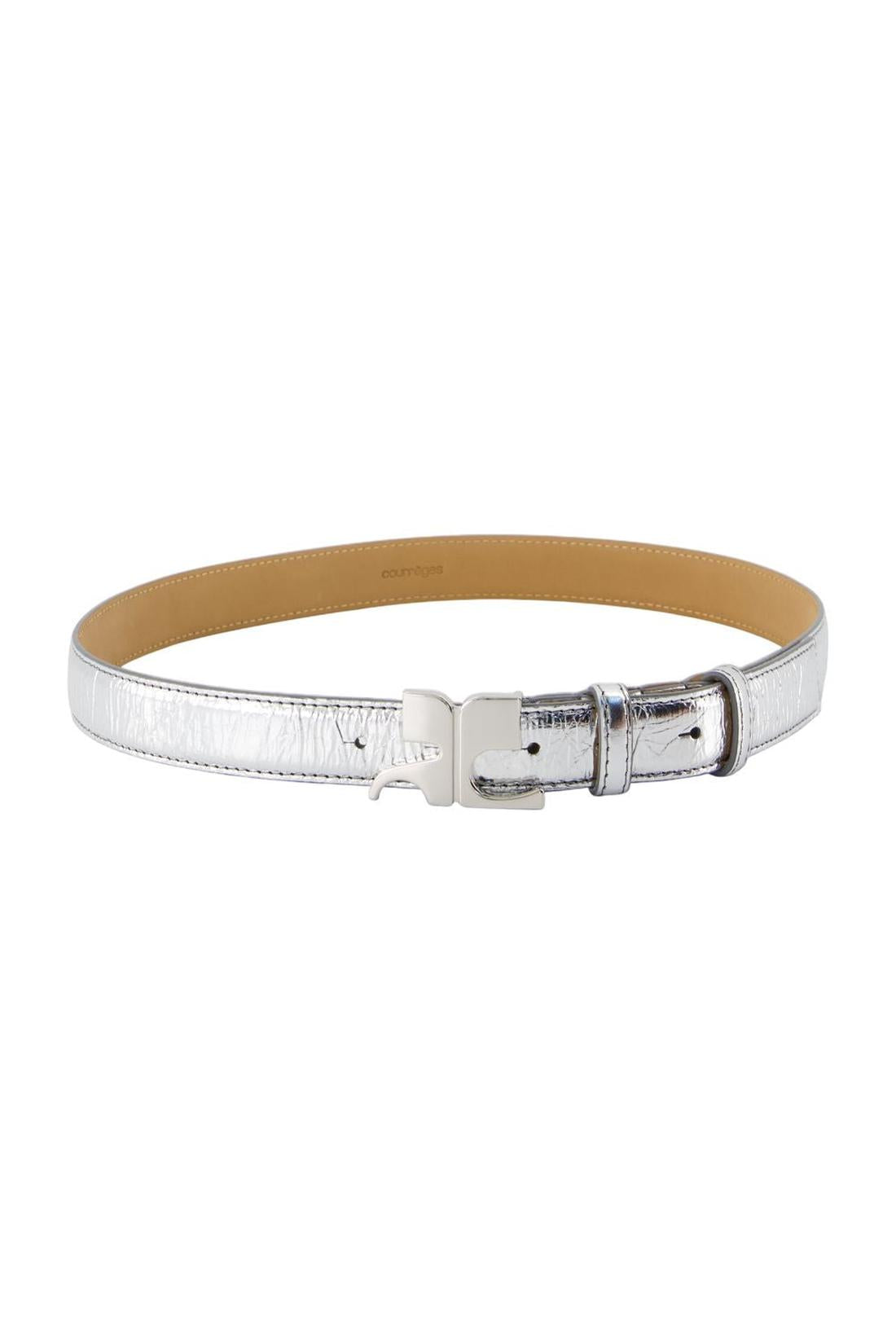 Courreges-Ac 25mm Leather Belt - Courreges - Leder - Silber-Outdoor-Black-Deal-Outlet-by-ARCHIVIST