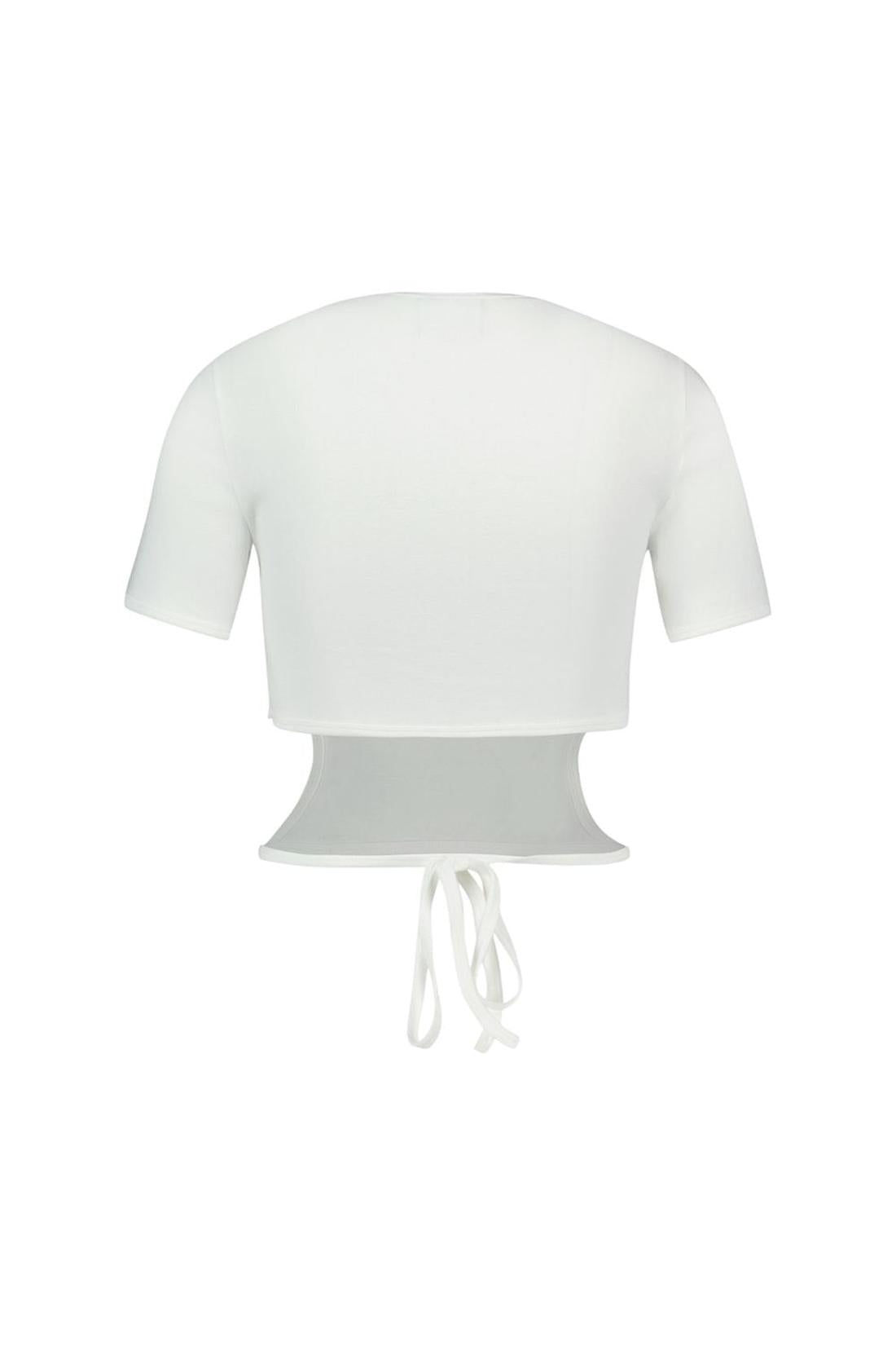 T-Shirt Ribbon Cut Out Contrast - Courreges - Baumwolle - Weiß