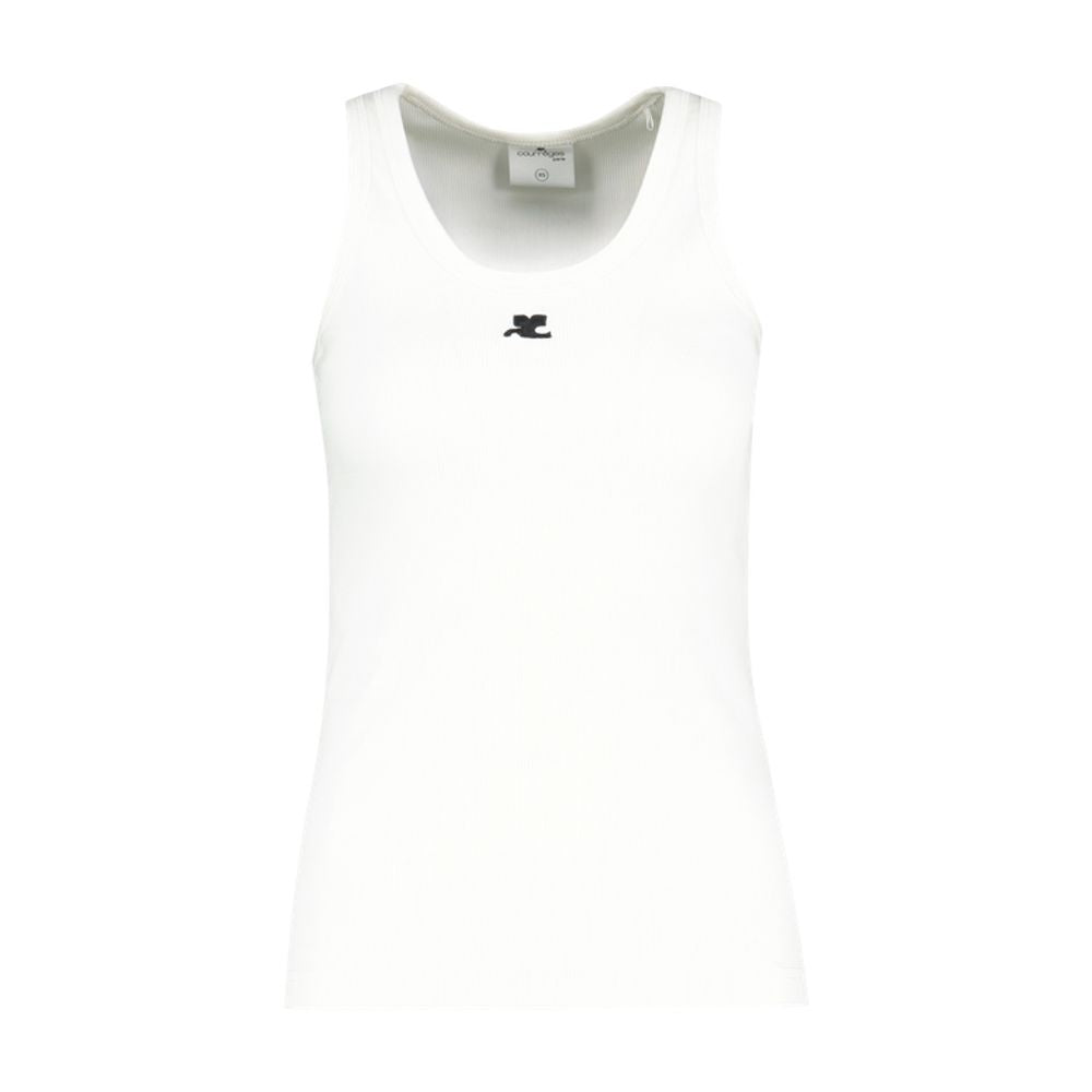 90's Rib T-Shirt - Courreges - Baumwolle - Weiß