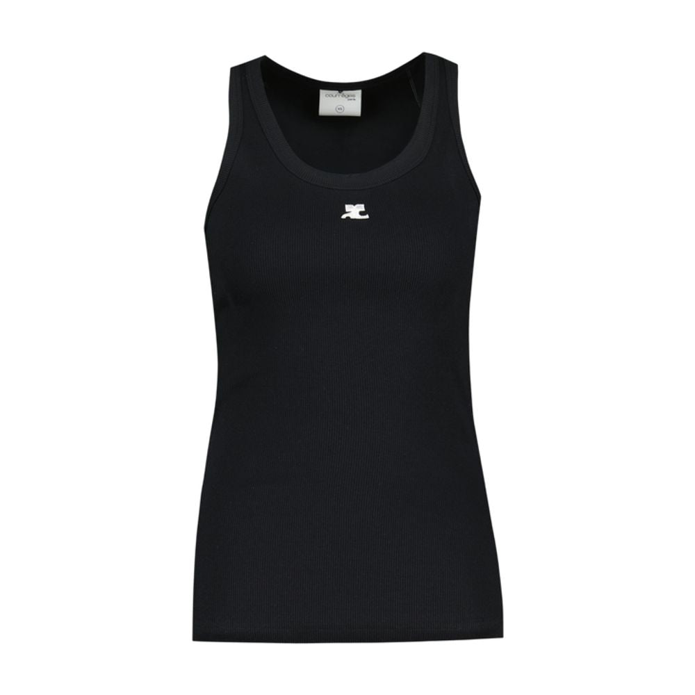 90's Rib T-Shirt - Courreges - Baumwolle - Schwarz