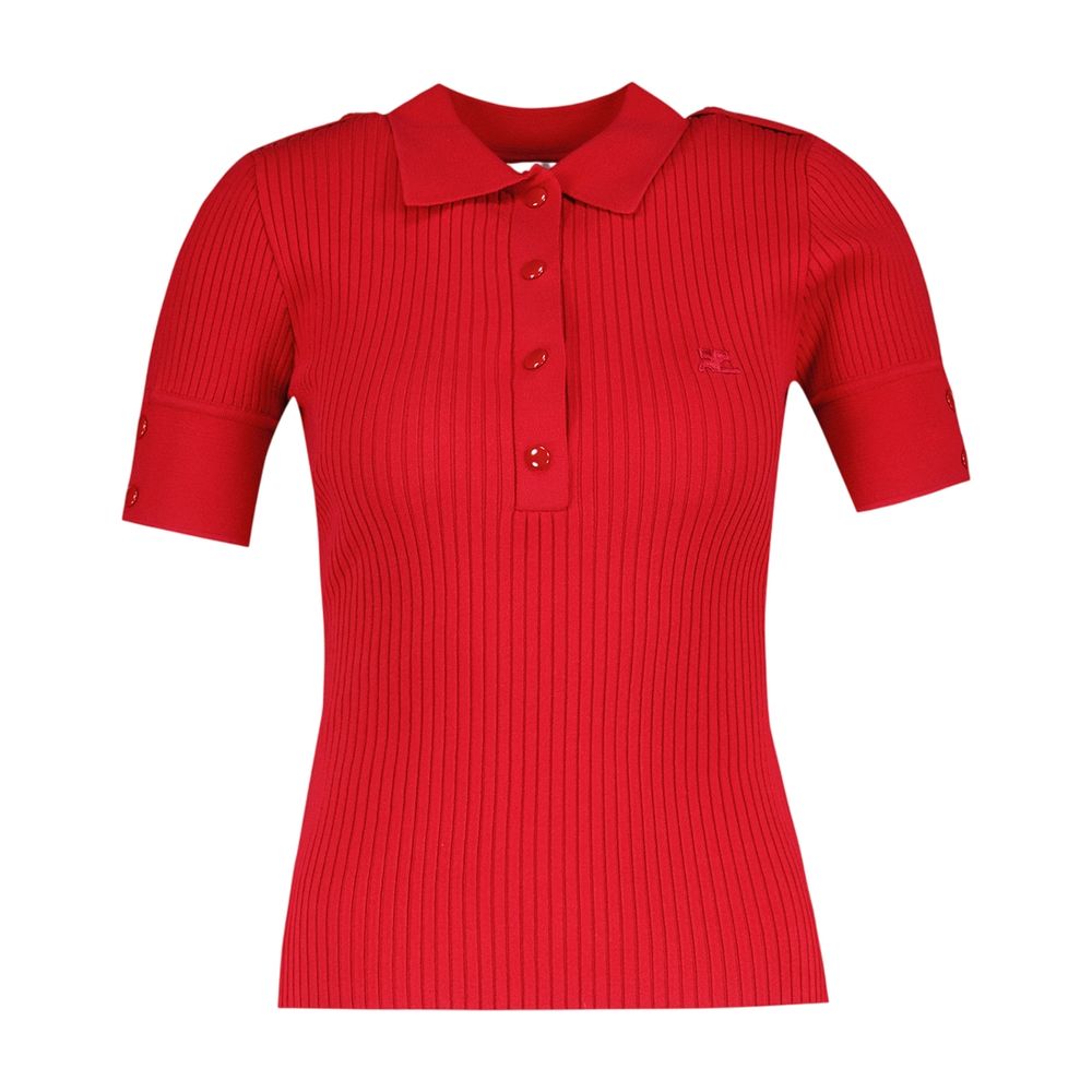 Sweater Ss Polo - Courreges - Baumwolle - Rot