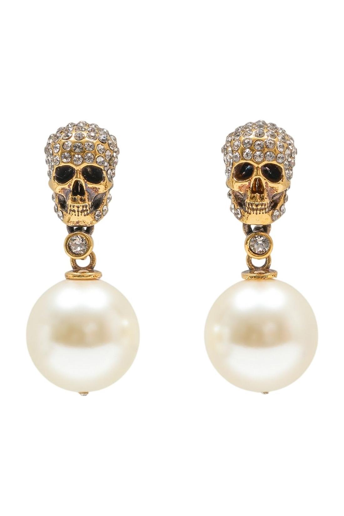 Pave Skl Ohrringe - Alexander McQueen - Synthetische Perlen - Weiß