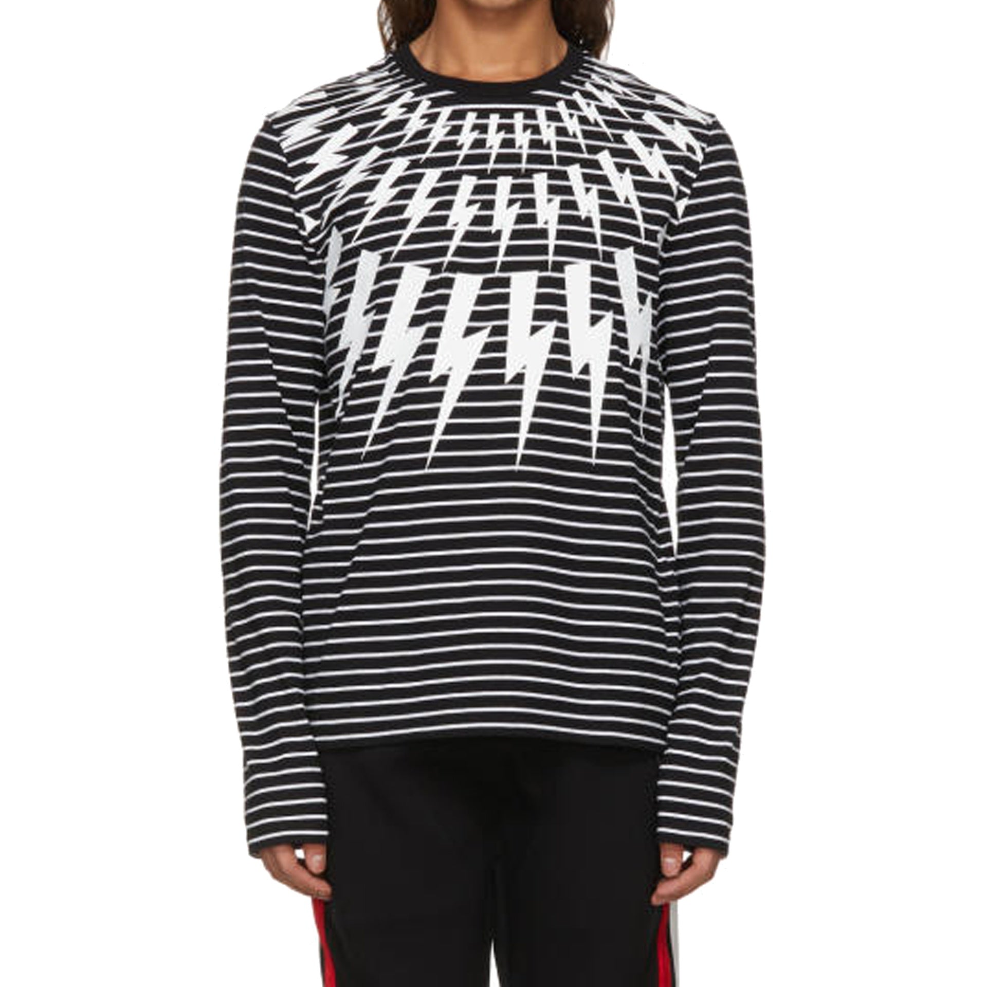 Neil Barrett-Neil Barrett Cotton Fairisle T-Shirt-MEN CLOTHING-Black-Deal-Outlet-by-ARCHIVIST