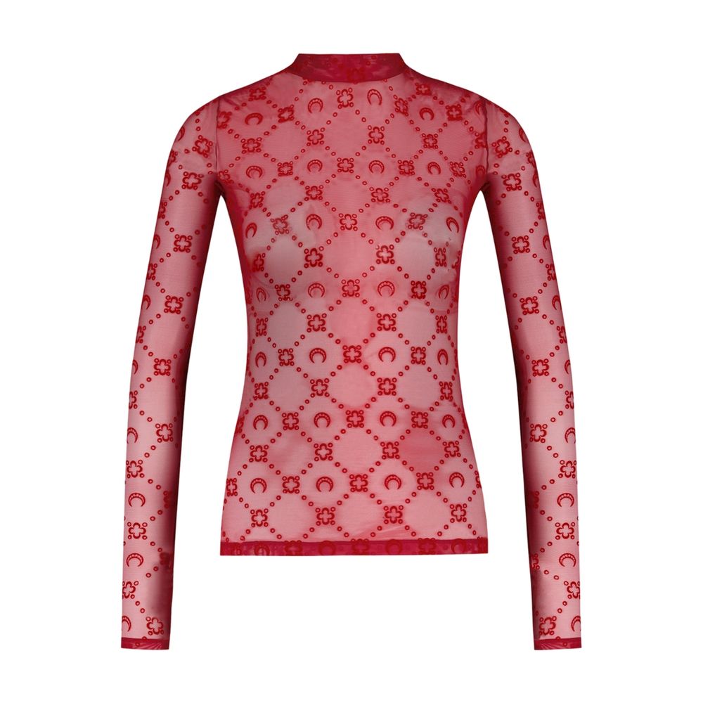 Top mit Monogramm-Flockdruck – Marine Serre – Mesh – Rot