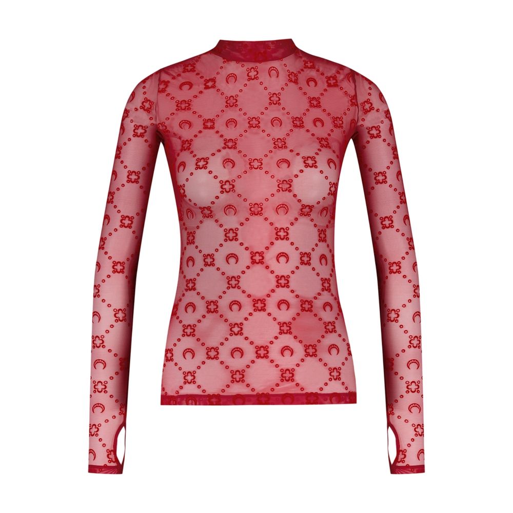 Top mit Monogramm-Flockdruck – Marine Serre – Mesh – Rot
