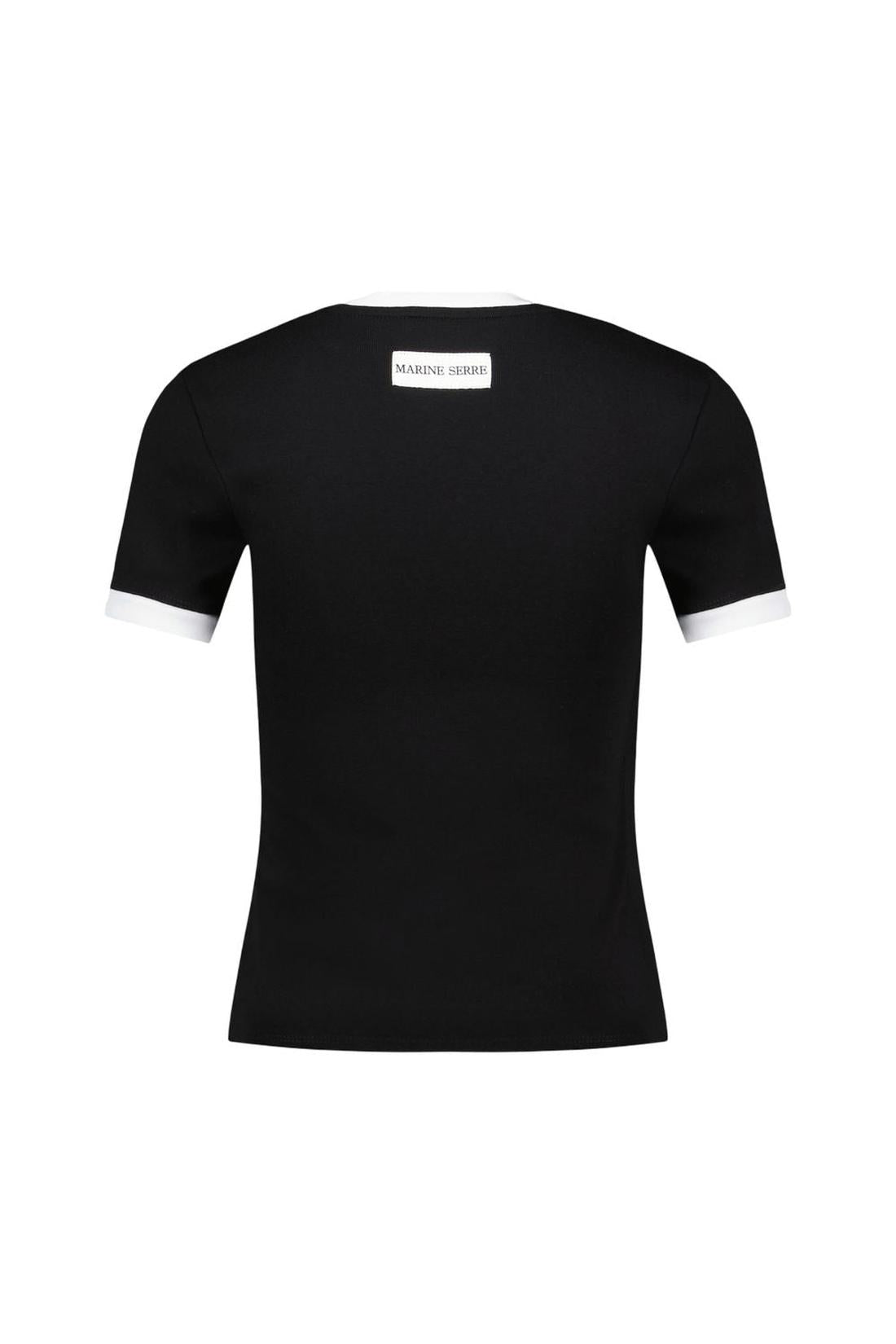 Marine Serre-Moon Logo Baby Fit T-Shirt - Marine Serre - Baumwolle - Schwarz-Shirts-Black-Deal-Outlet-by-ARCHIVIST