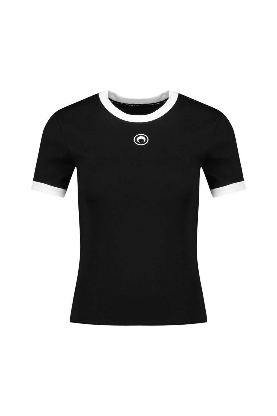 Marine Serre-Moon Logo Baby Fit T-Shirt - Marine Serre - Baumwolle - Schwarz-Shirts-Black-Deal-Outlet-by-ARCHIVIST