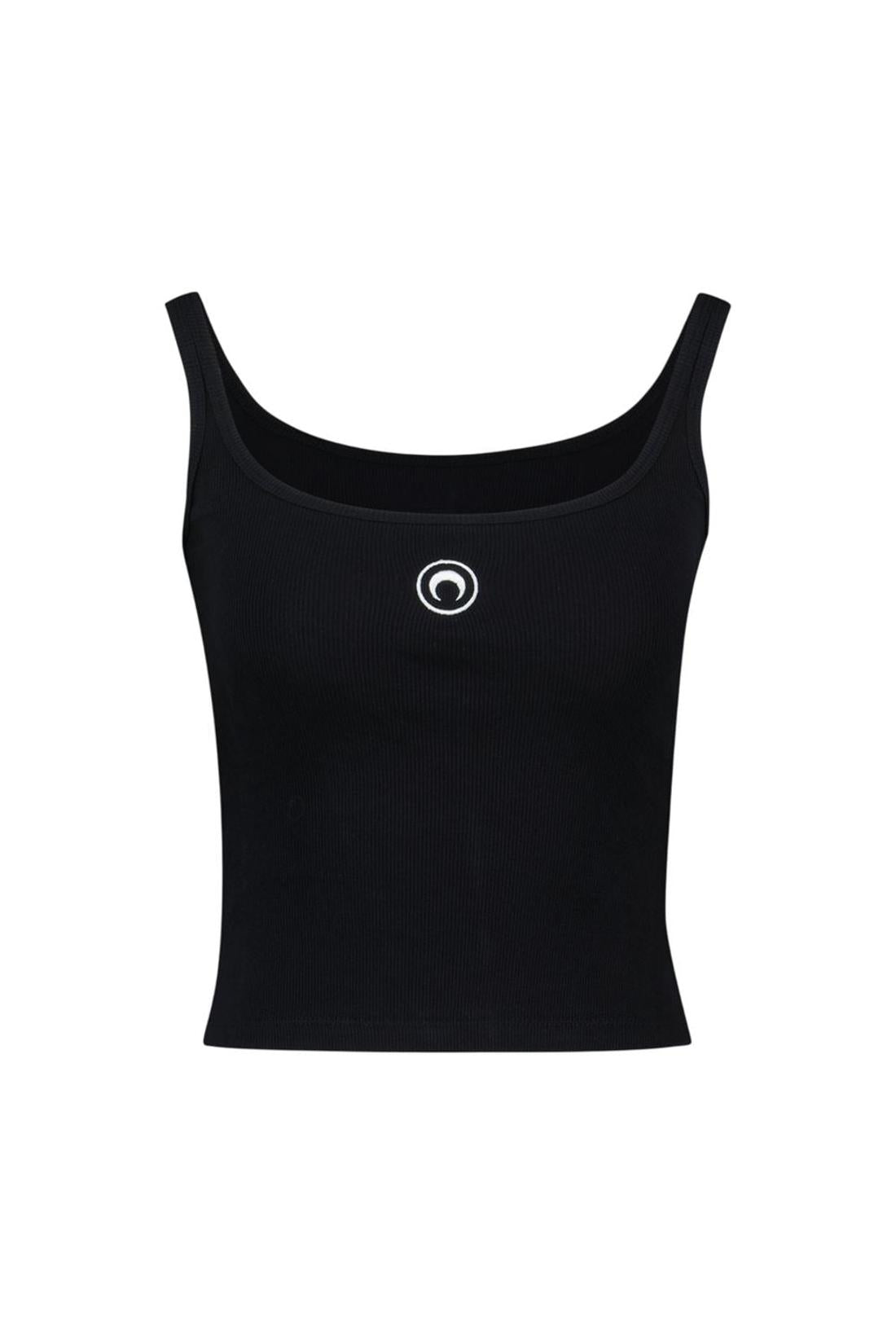 Tank Top Moon Logo Ribbed Jersey - Marine Serre - Strick - Schwarz