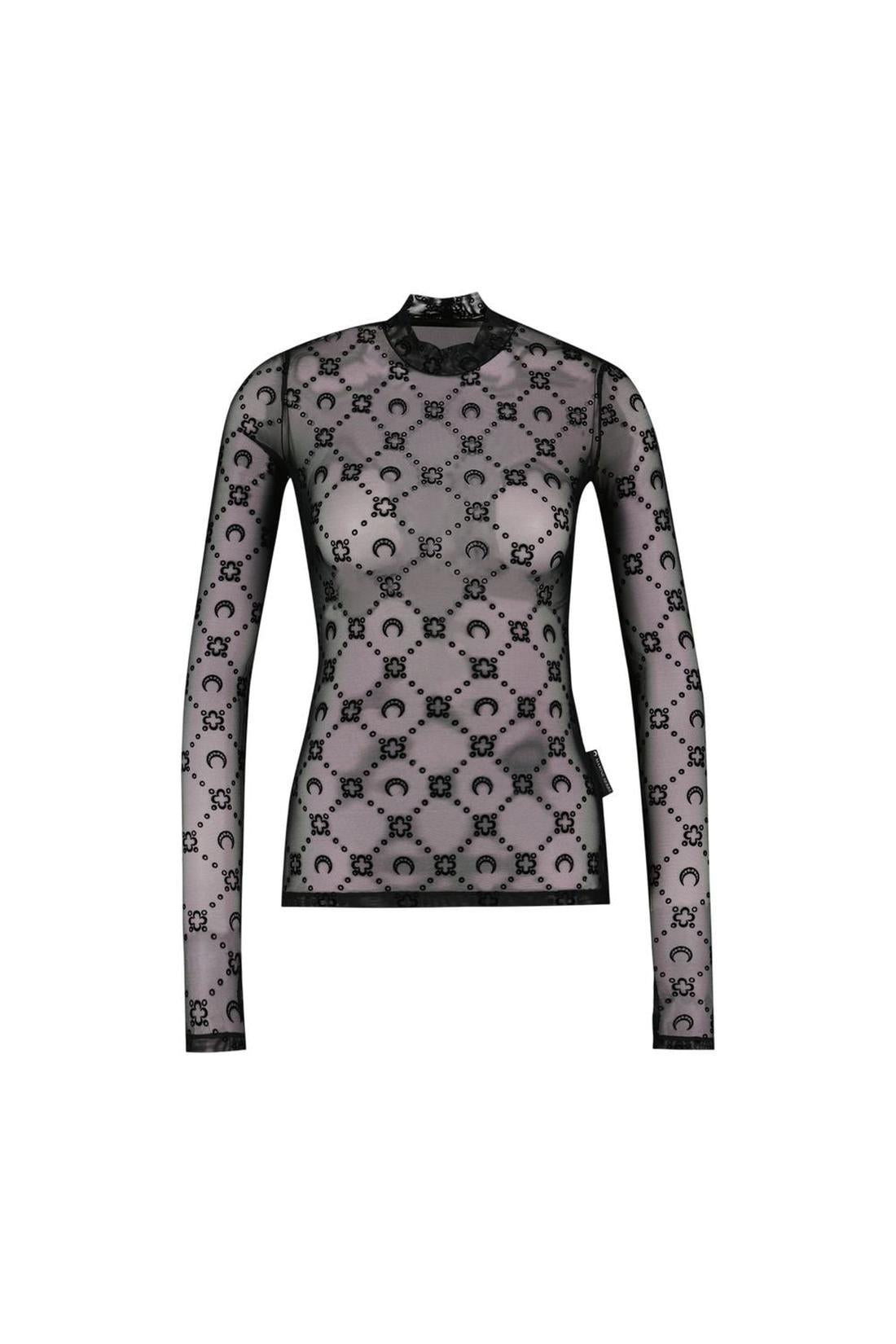 Moonogram Flock Second Skin T-Shirt - Marine Serre - Synthetisch - Schwarz-Shirts-Marine Serre-XS-black-ARCHIVIST