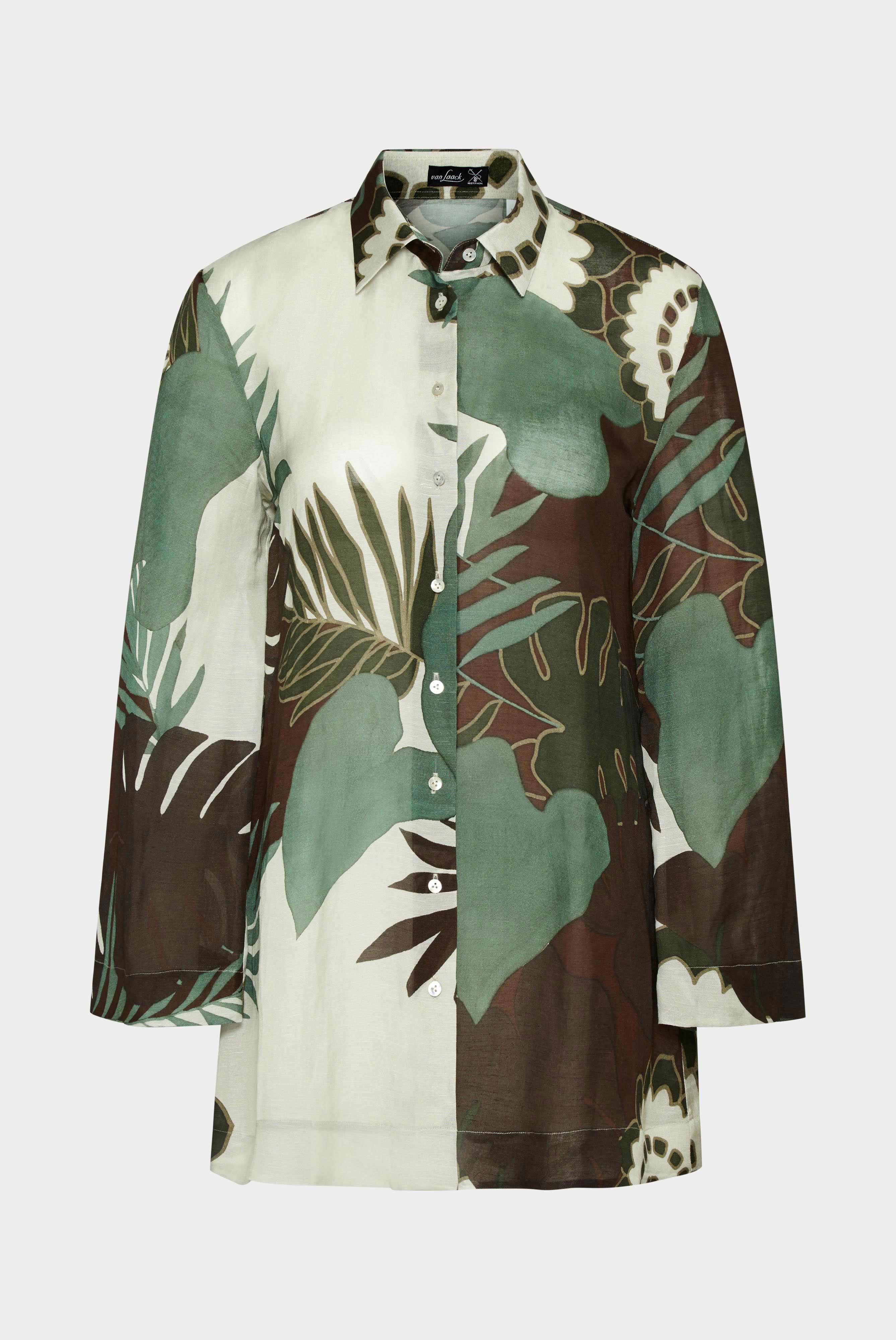 Shirt blouse with tropical print