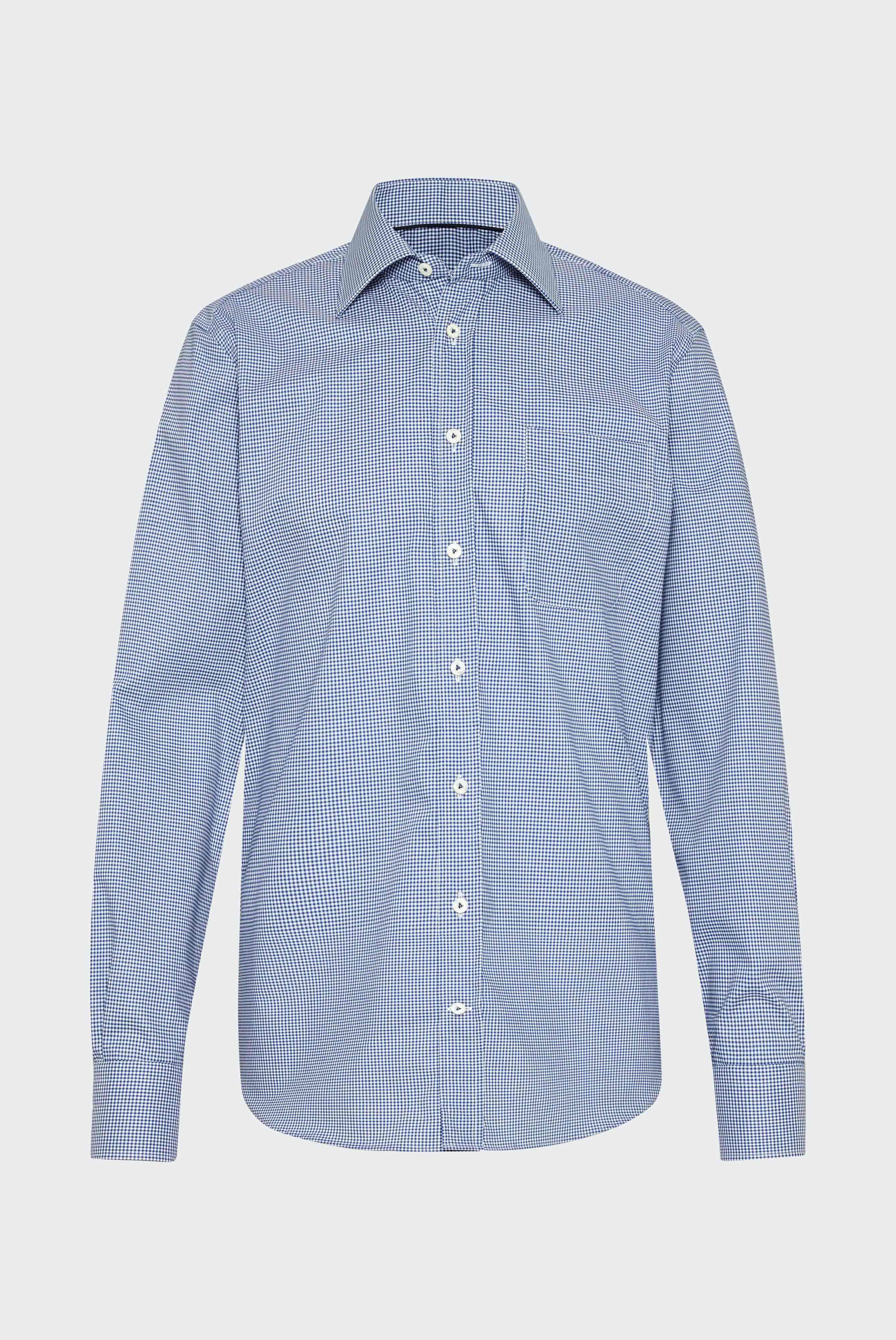 Non-iron twill business shirt, comfort fit, dark blue/white checkered